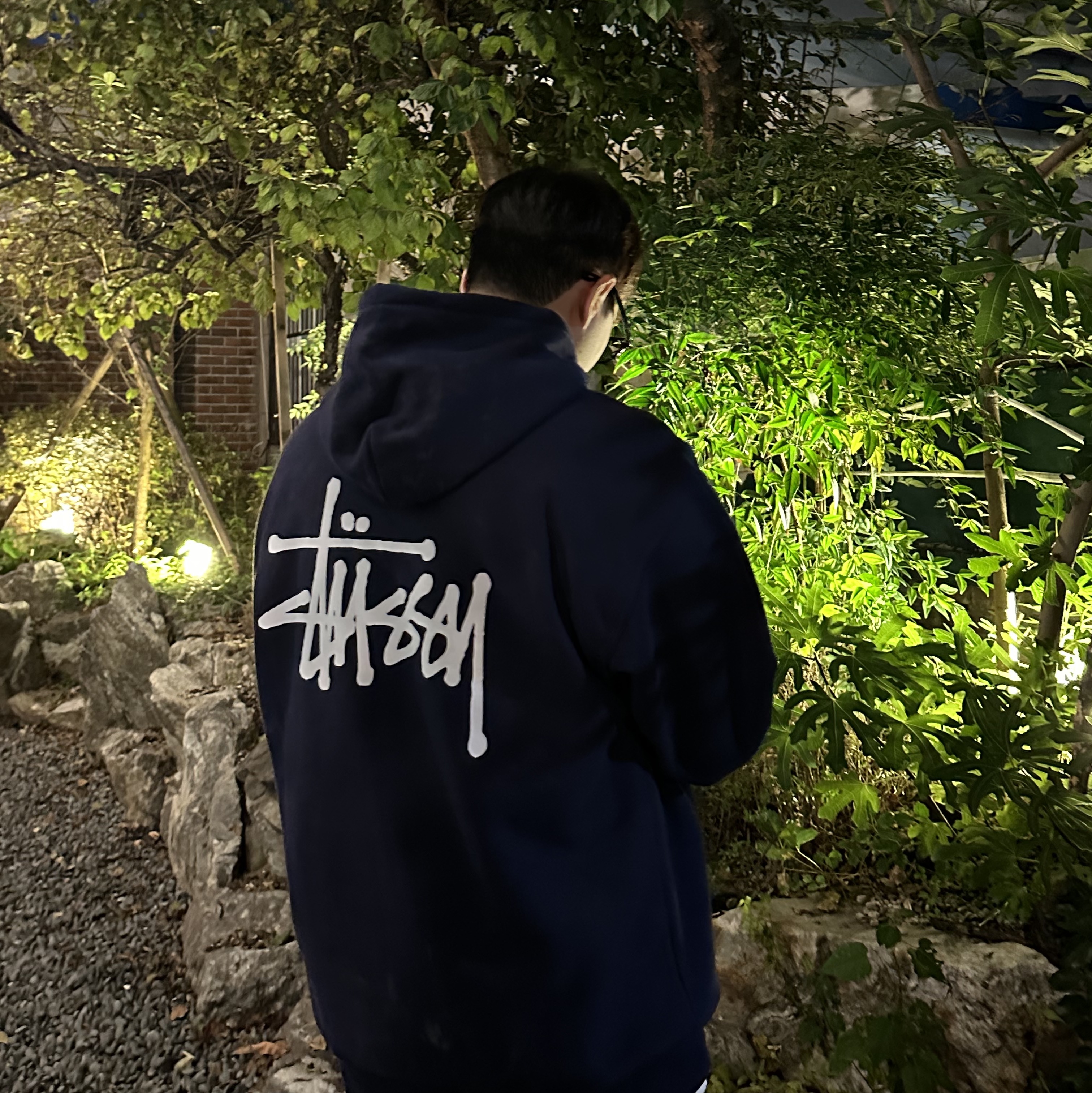 Stussy Basic Stussy Hoodie Navy 2022 착용 스타일