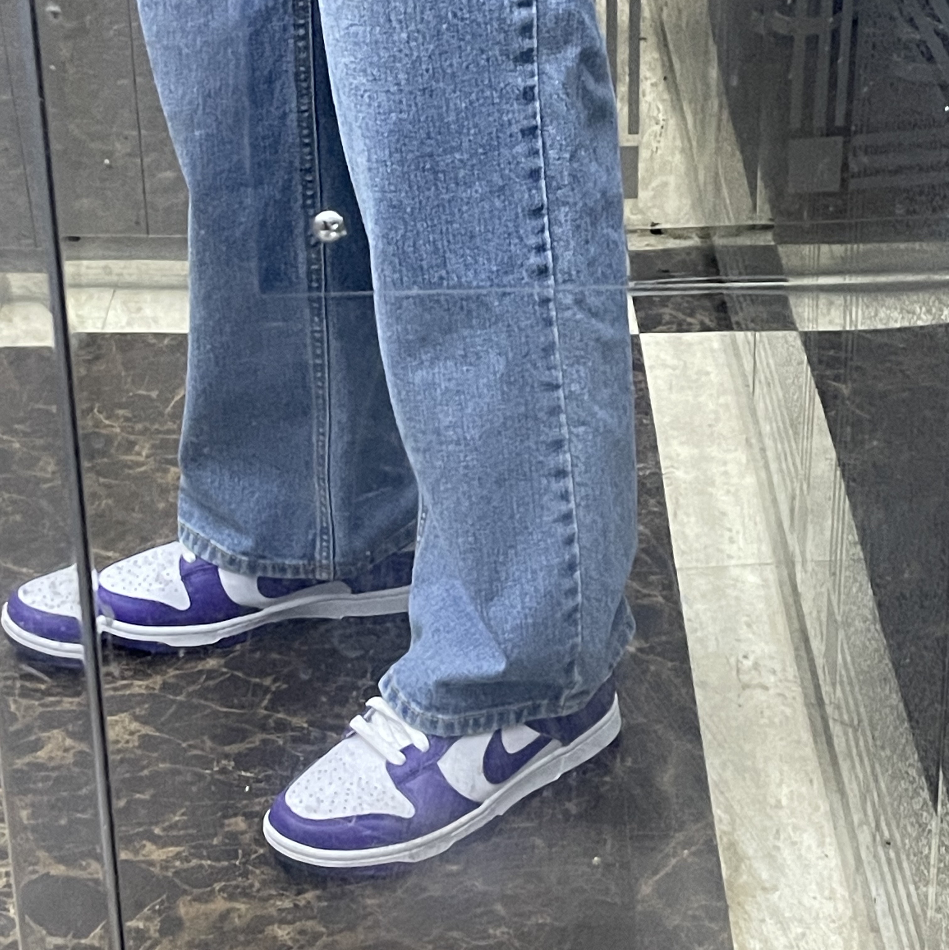 Nike Dunk Low Retro Championship Court Purple 착용 스타일 - 2