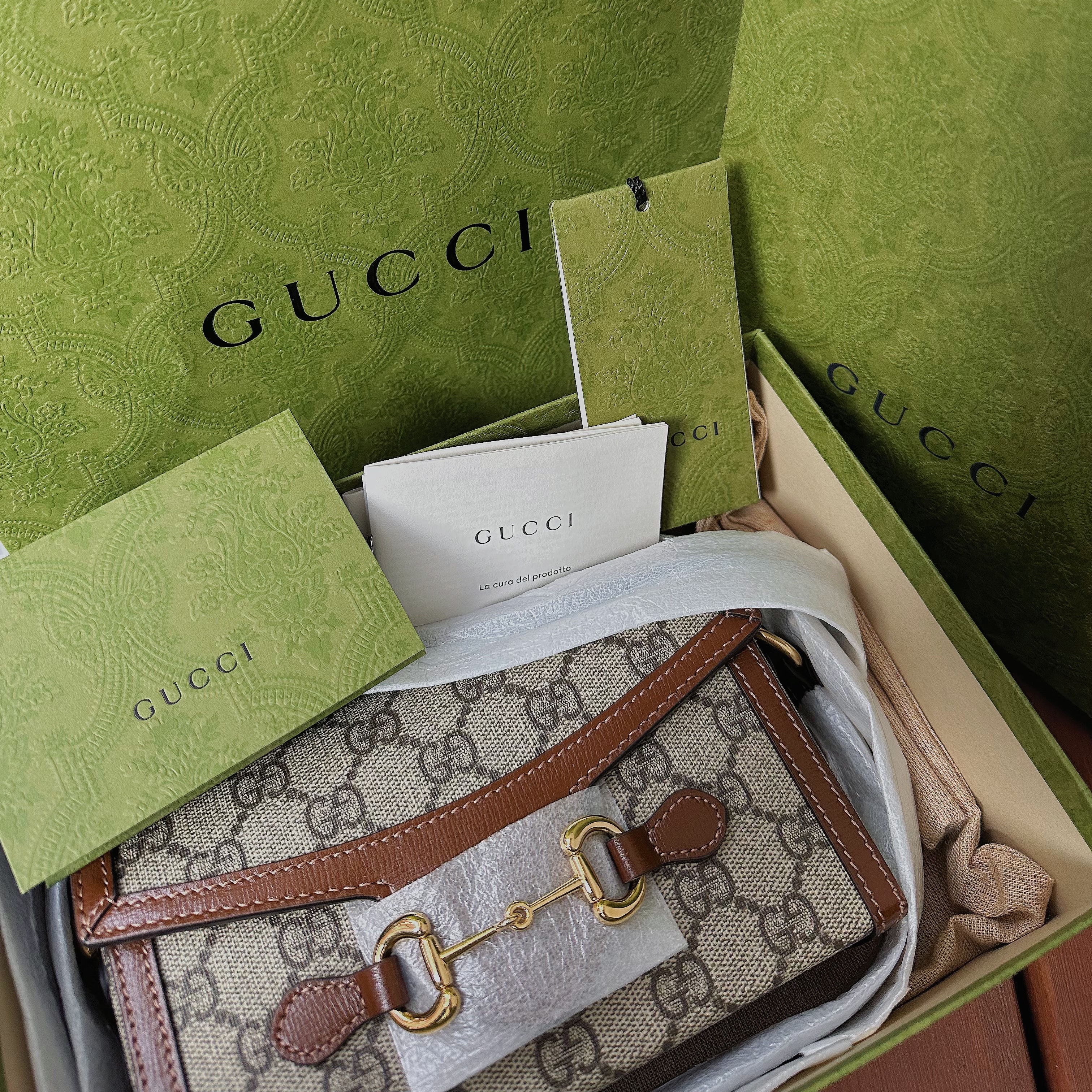 Gucci Horsebit 1955 Mini Bag Beige Ebony Brown 착용 스타일