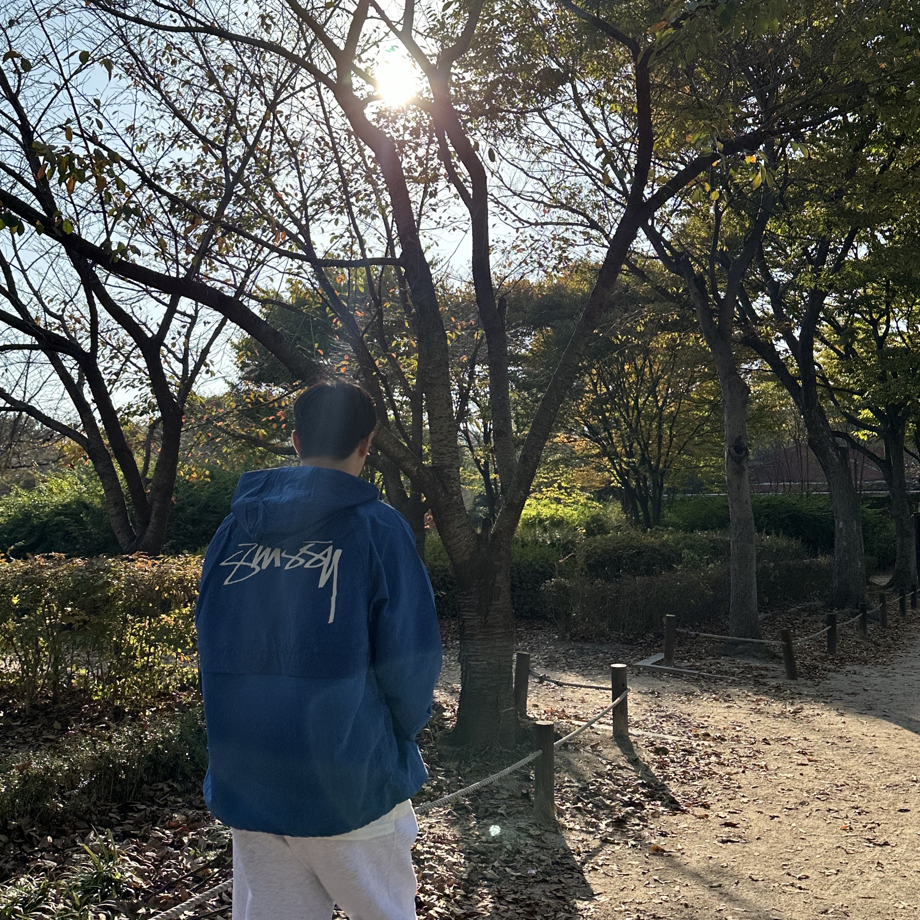 Stussy Wave Dye Beach Shell Jacket Cobalt 착용 스타일