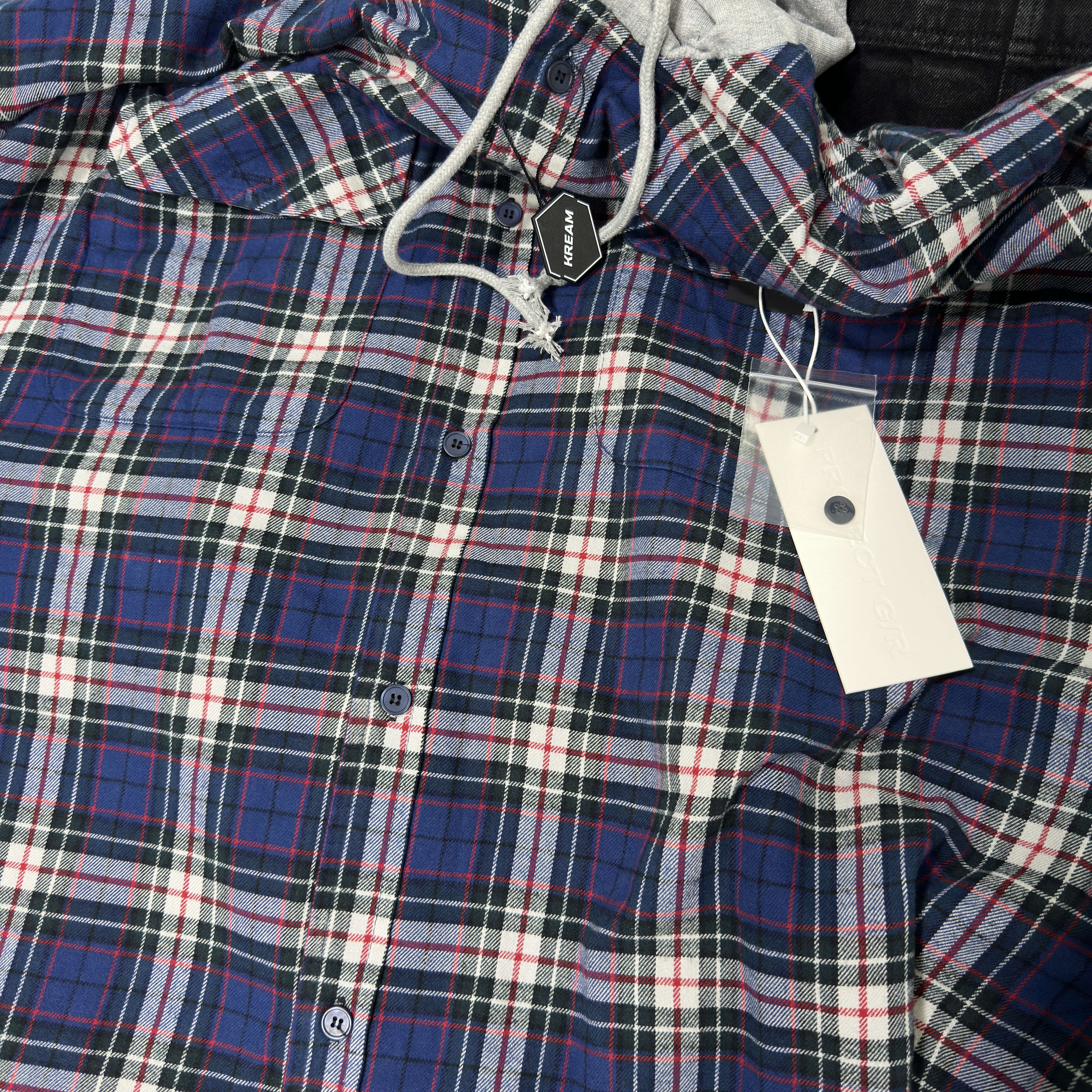 Project G/R Reversible Hoodie Check Shirts Navy 착용 스타일 - 3
