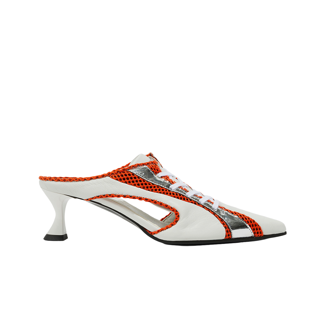 AS-SS23ASD1 (W) Ancuta Sarca Moto Trainer-Heel Lace Up White Red