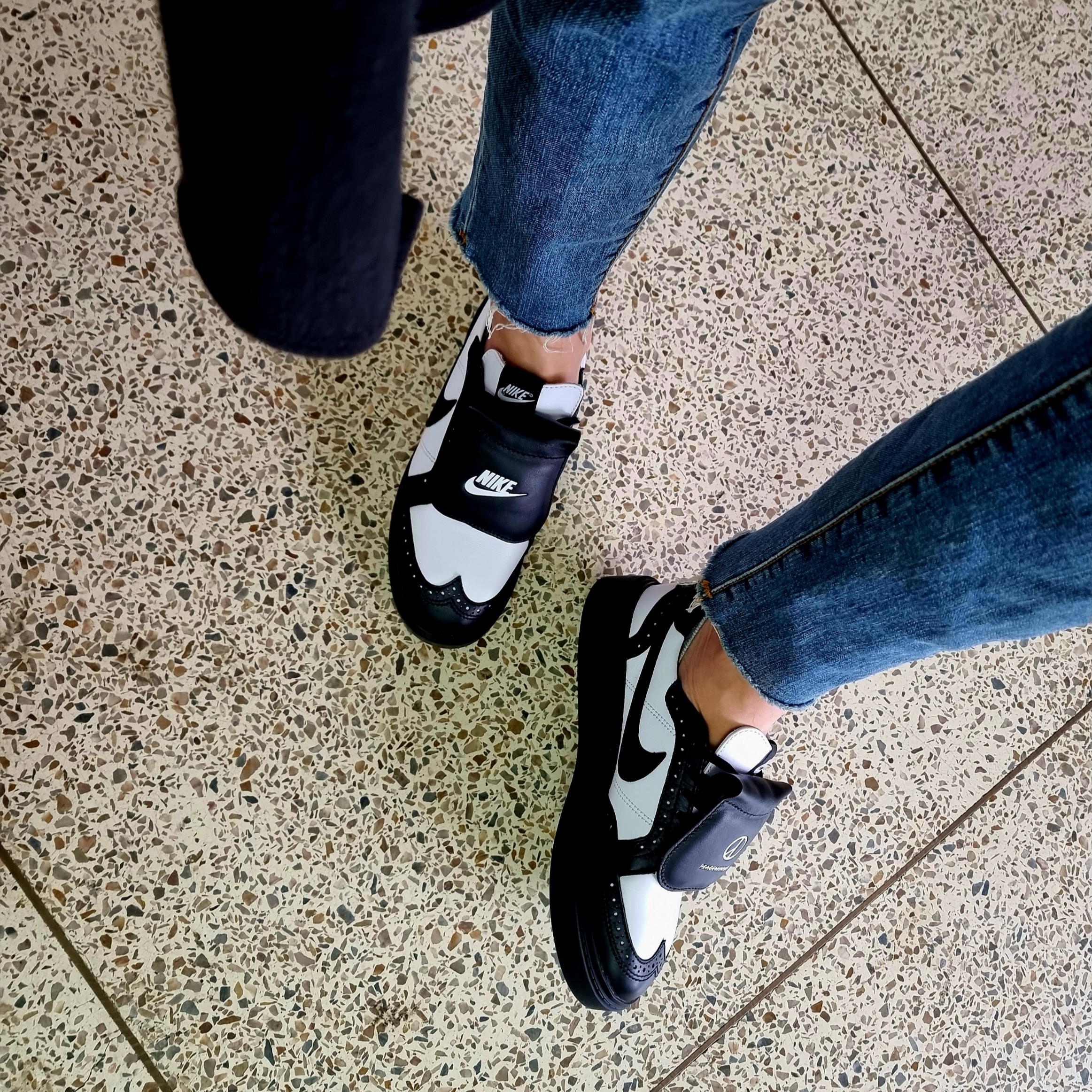 Nike x Peaceminusone Kwondo1 Black and White 착용 스타일