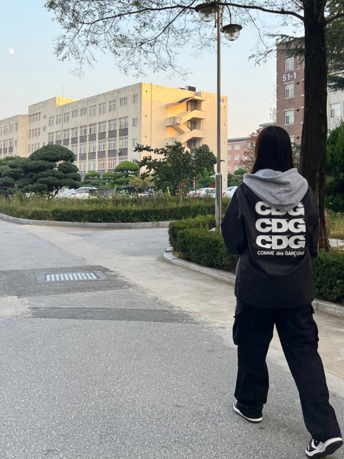 CDG Logo Coach Jacket Black, (W) Nike Dunk Low Black 착용 스타일 - 2