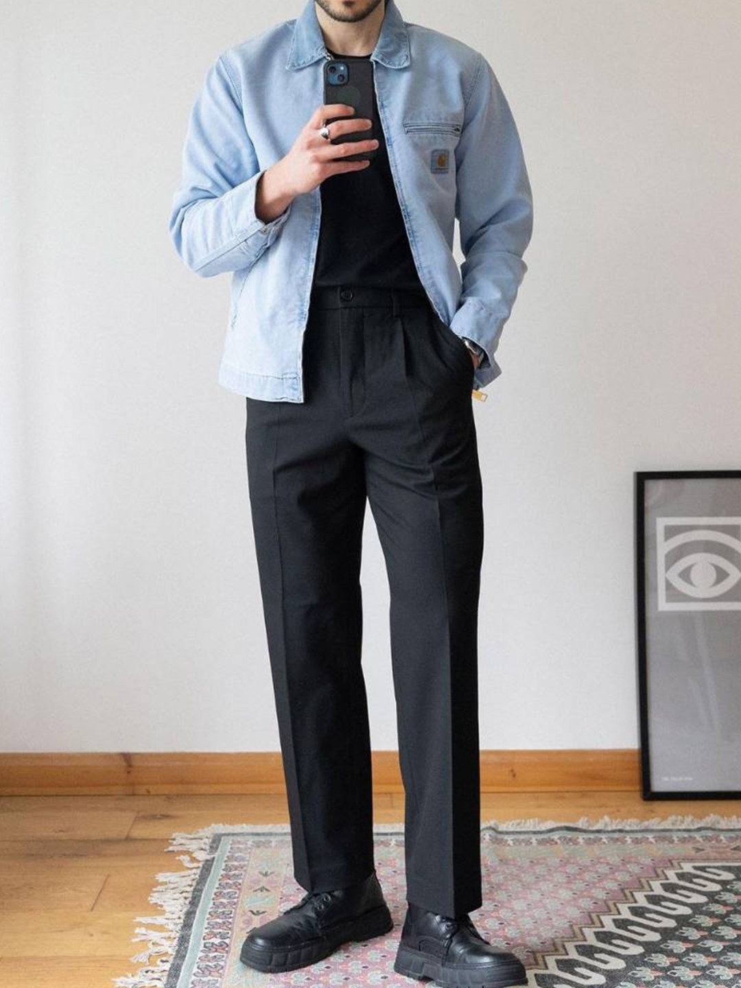 Stussy Striped Volume Pleated Trousers Grey, Thom Browne Super 120S Twill Classic Backstrap Trouser Medium Grey 착용 스타일 - 3