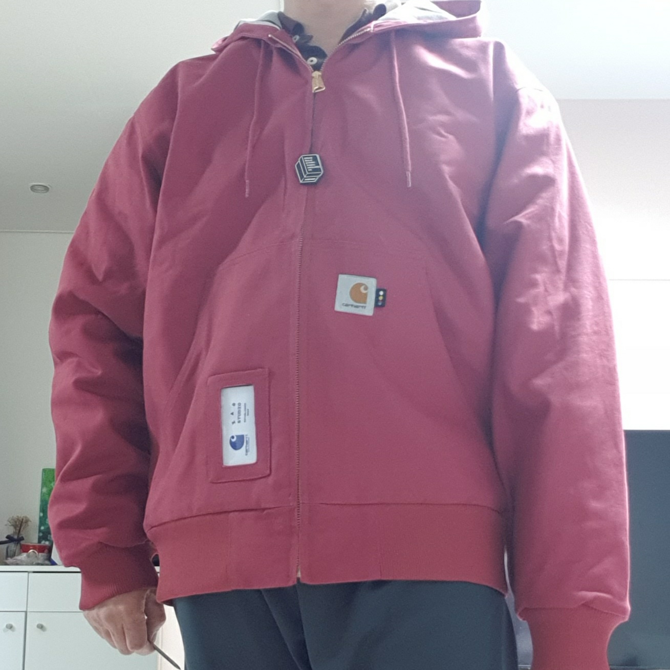 Carhartt WIP x IAB Studio OG Active Jacket Earth Red 착용 스타일 - 2