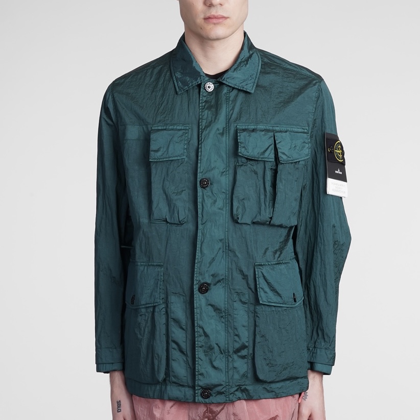 Stone Island 41620 Nylon Metal Watro-TC in Econyl Regenerated Nylon Field Jacket Bottle Green - 23SS 착용 스타일