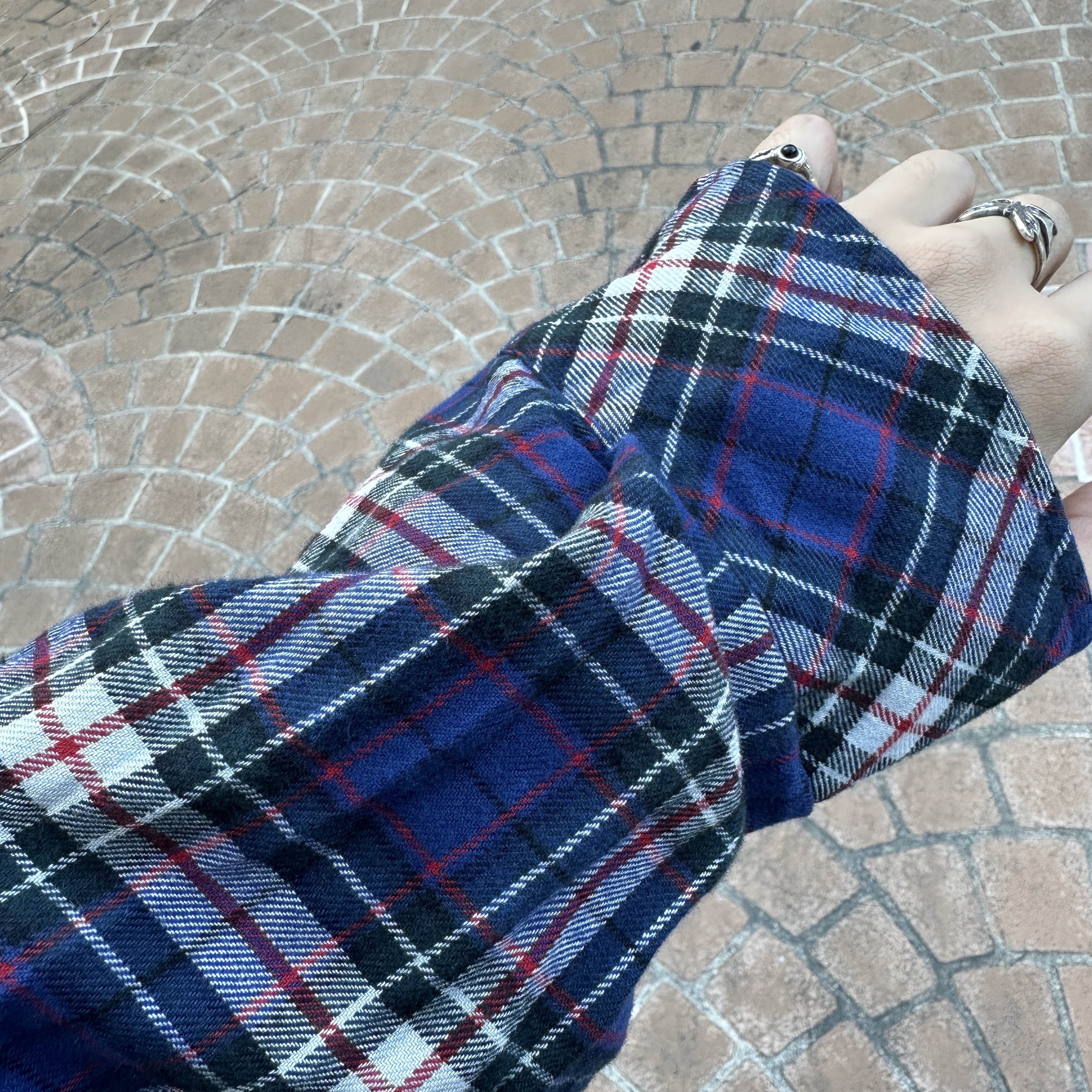 Project G/R Reversible Hoodie Check Shirts Navy 착용 스타일 - 2