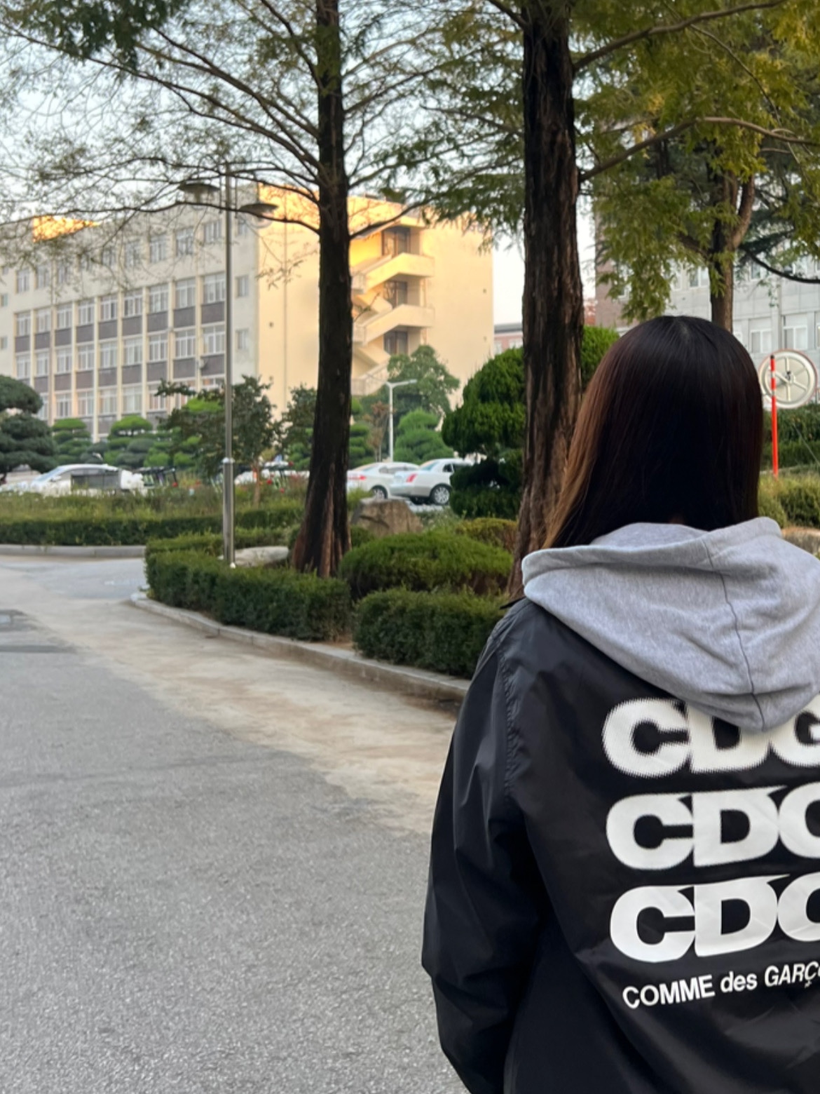 CDG Logo Coach Jacket Black, (W) Nike Dunk Low Black 착용 스타일 - 1