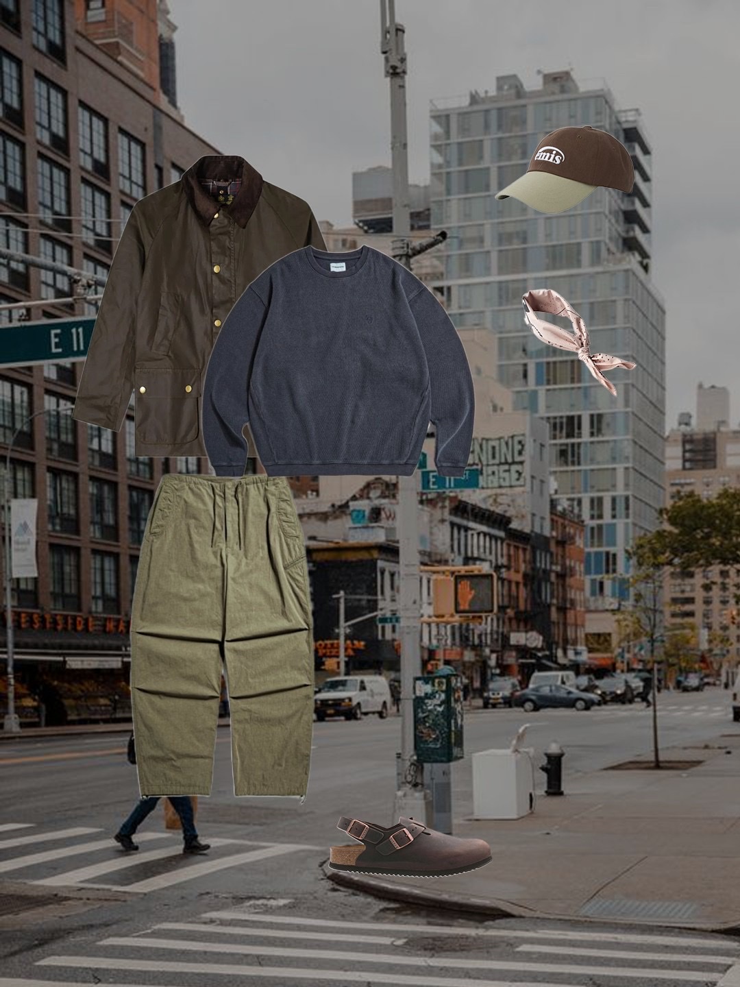 Barbour Ashby Wax Jacket Olive, Birkenstock Tokio Habana - Regular 착용 스타일 - 2