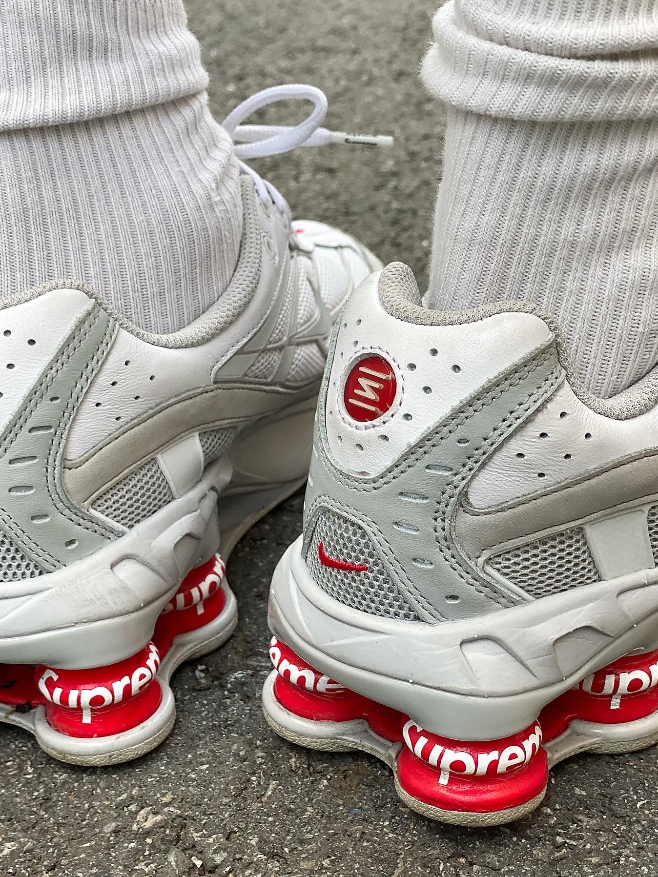 Supreme Military Camp Cap Red Camo - 23SS, Nike x Supreme Shox Ride 2 SP White 착용 스타일 - 4