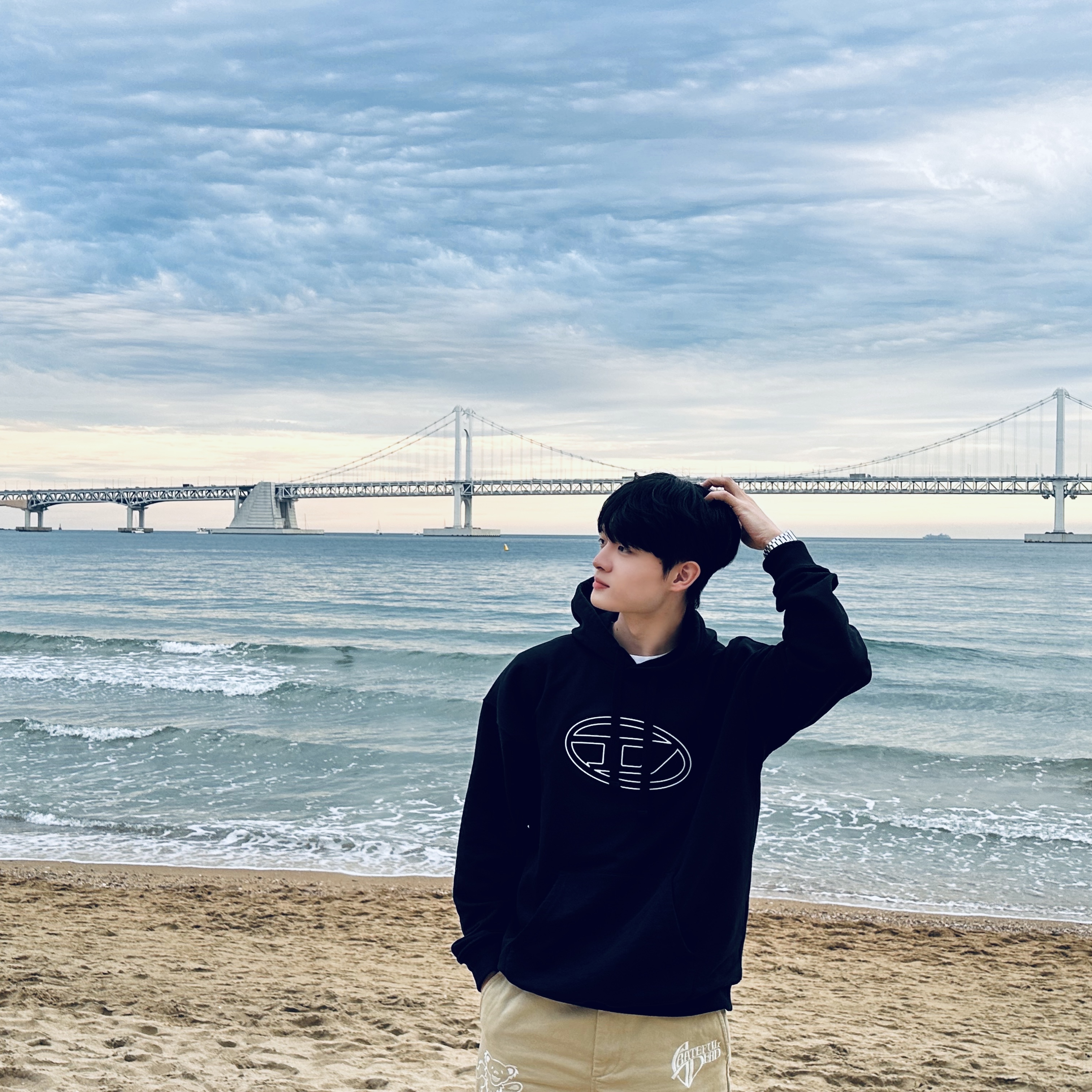 Diesel Summer-Bigoval Felpa Hoodie Black 착용 스타일