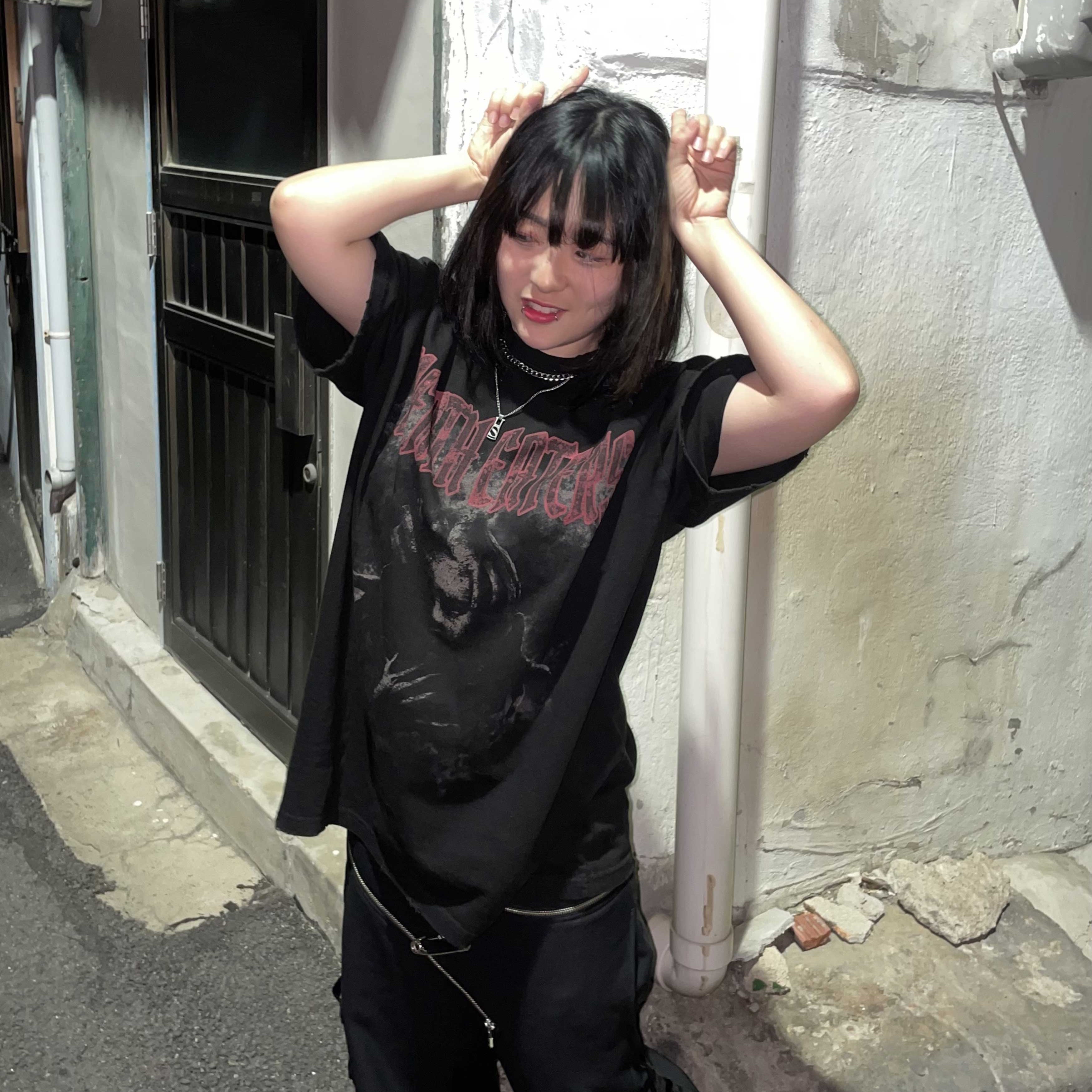 Undermycar Death Eaters Graphic T-Shirt Black - 23SS 착용 스타일 - 1