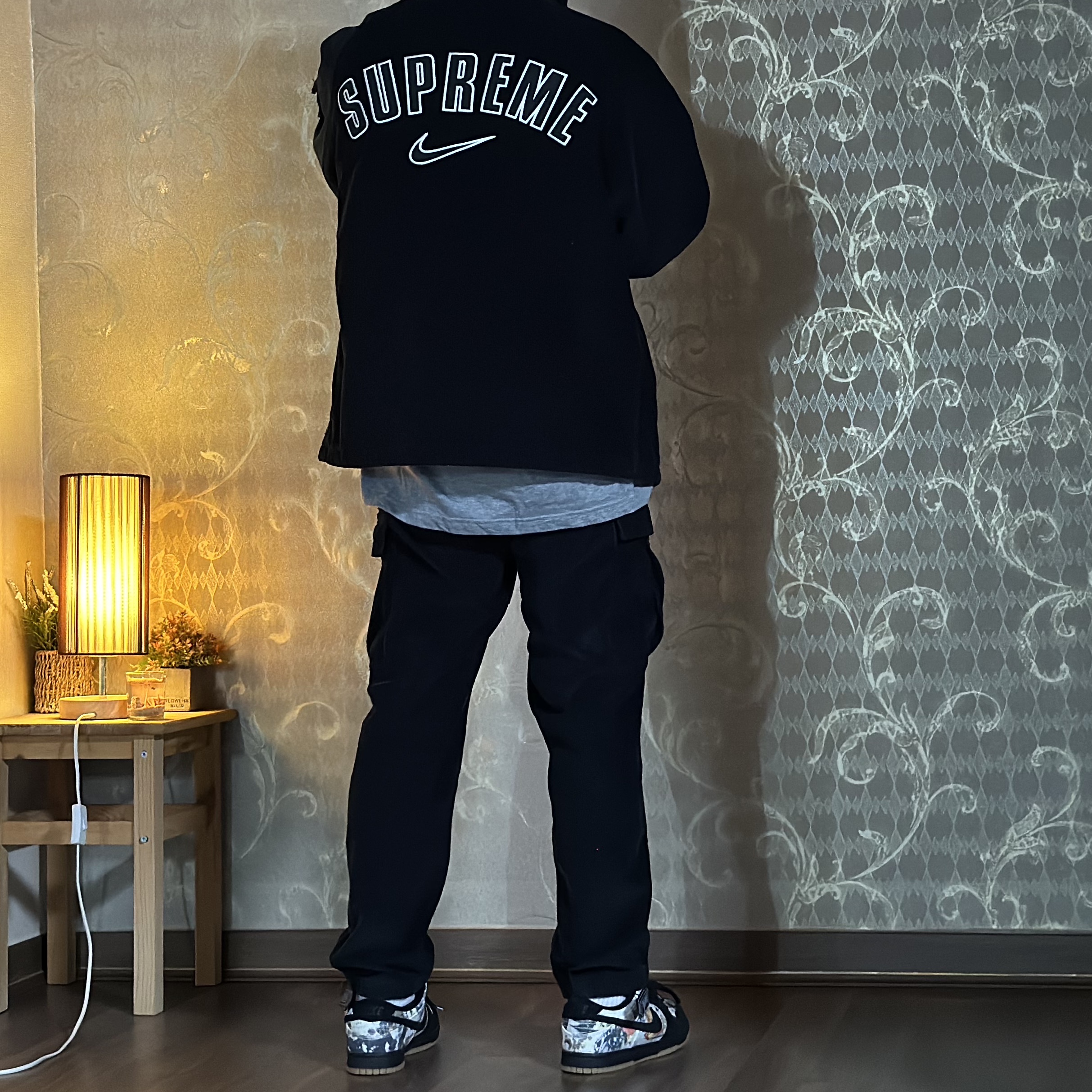 Supreme x Nike Arc Corduroy 6-Panel Black - 22SS, Supreme x Nike Arc Corduroy Hooded Jacket Black - 22SS 착용 스타일 - 3