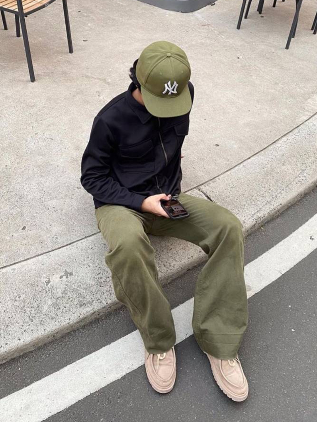 Nike SB Kearny Skate Cargo Pants Medium Olive - Asia, Needles H.D. BDU Pants Olive 착용 스타일 - 6