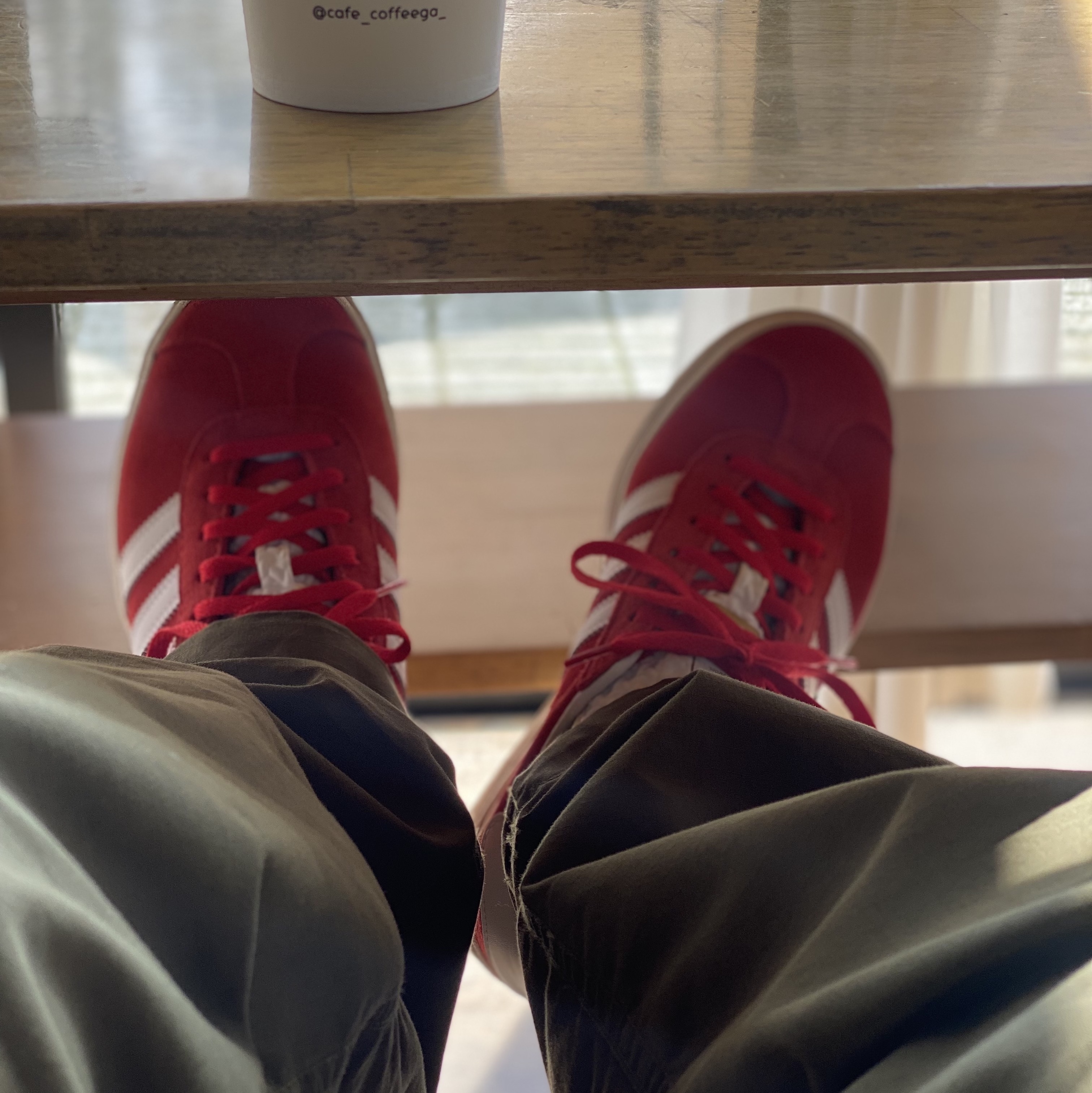 (W) Adidas Gazelle Bold Red White 착용 스타일 - 1