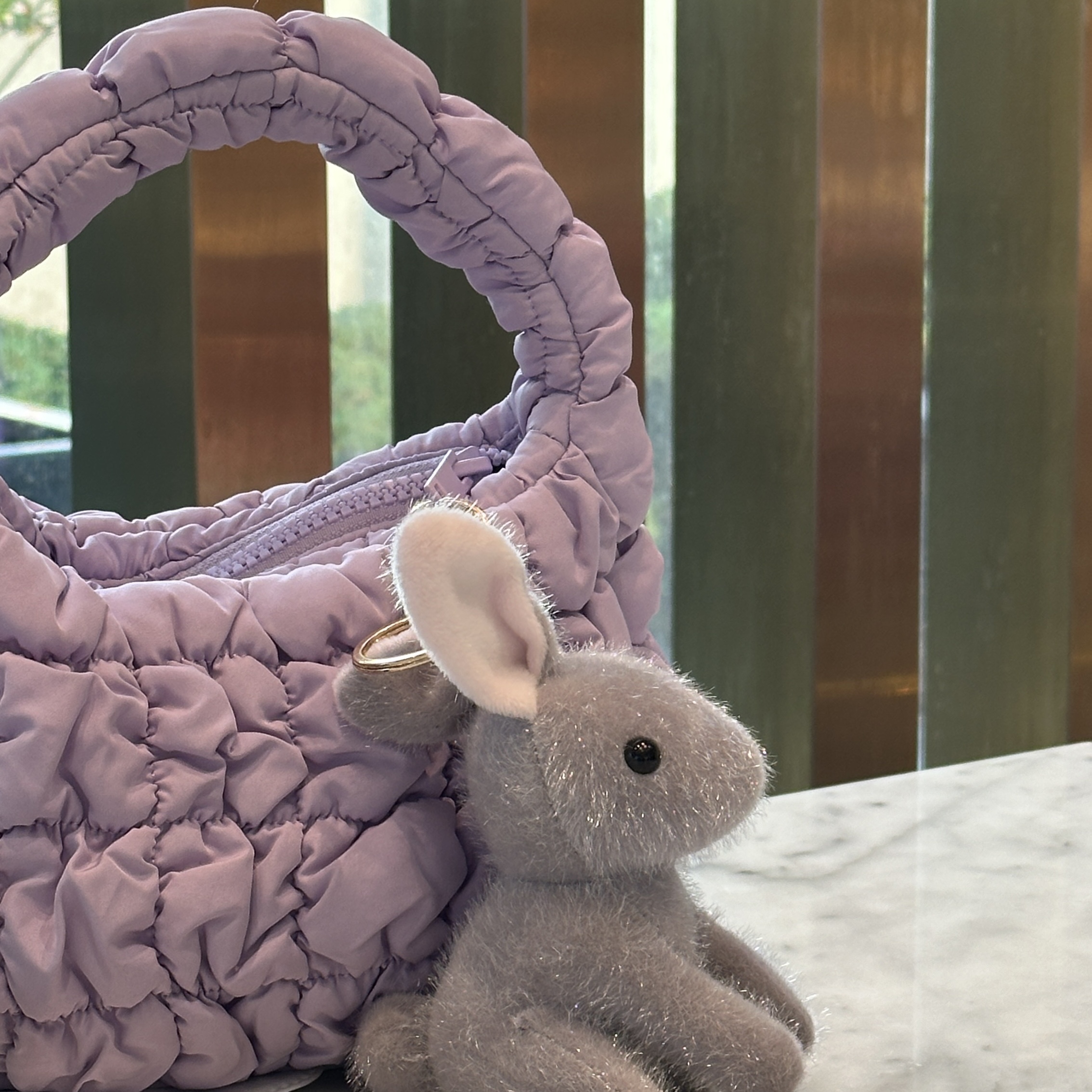 COS Quilted Micro Bag Purple 착용 스타일