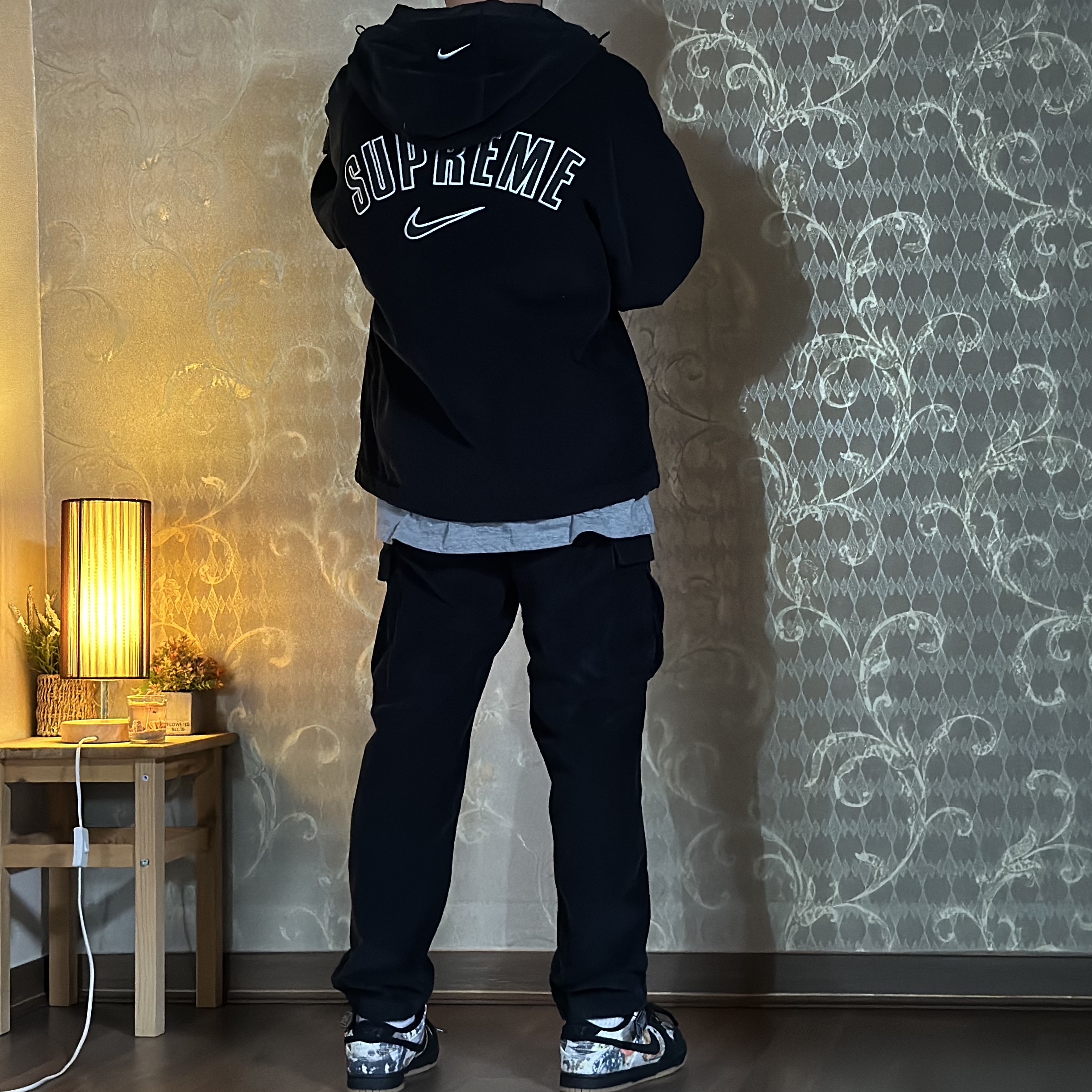 Supreme x Nike Arc Corduroy 6-Panel Black - 22SS, Supreme x Nike Arc Corduroy Hooded Jacket Black - 22SS 착용 스타일 - 5