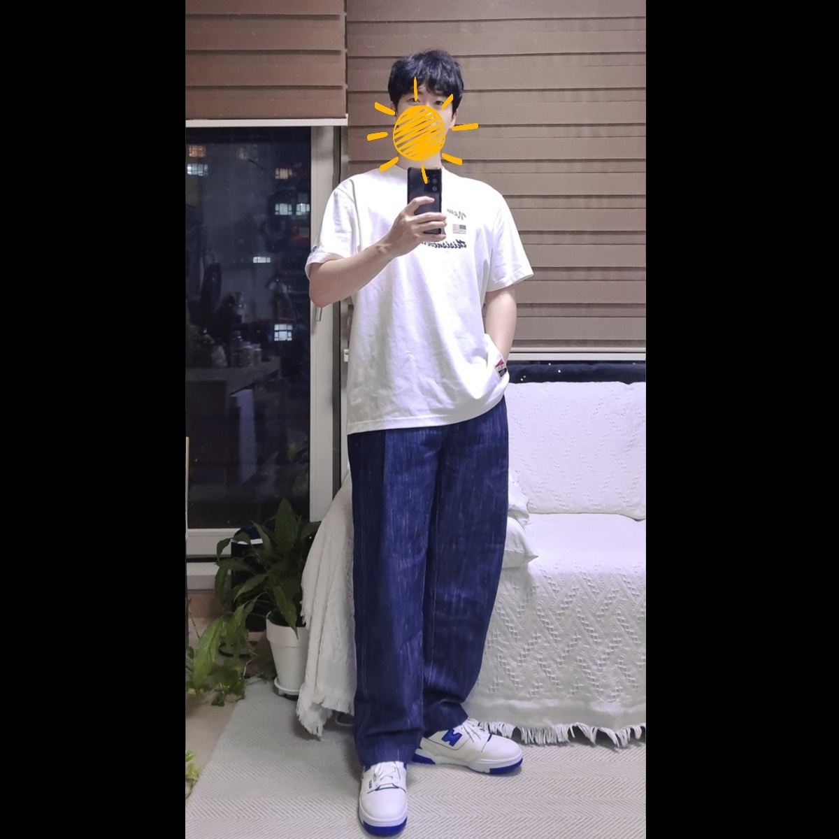 New Balance 550 Sea Salt Team Royal - 2E Wide 착용 스타일