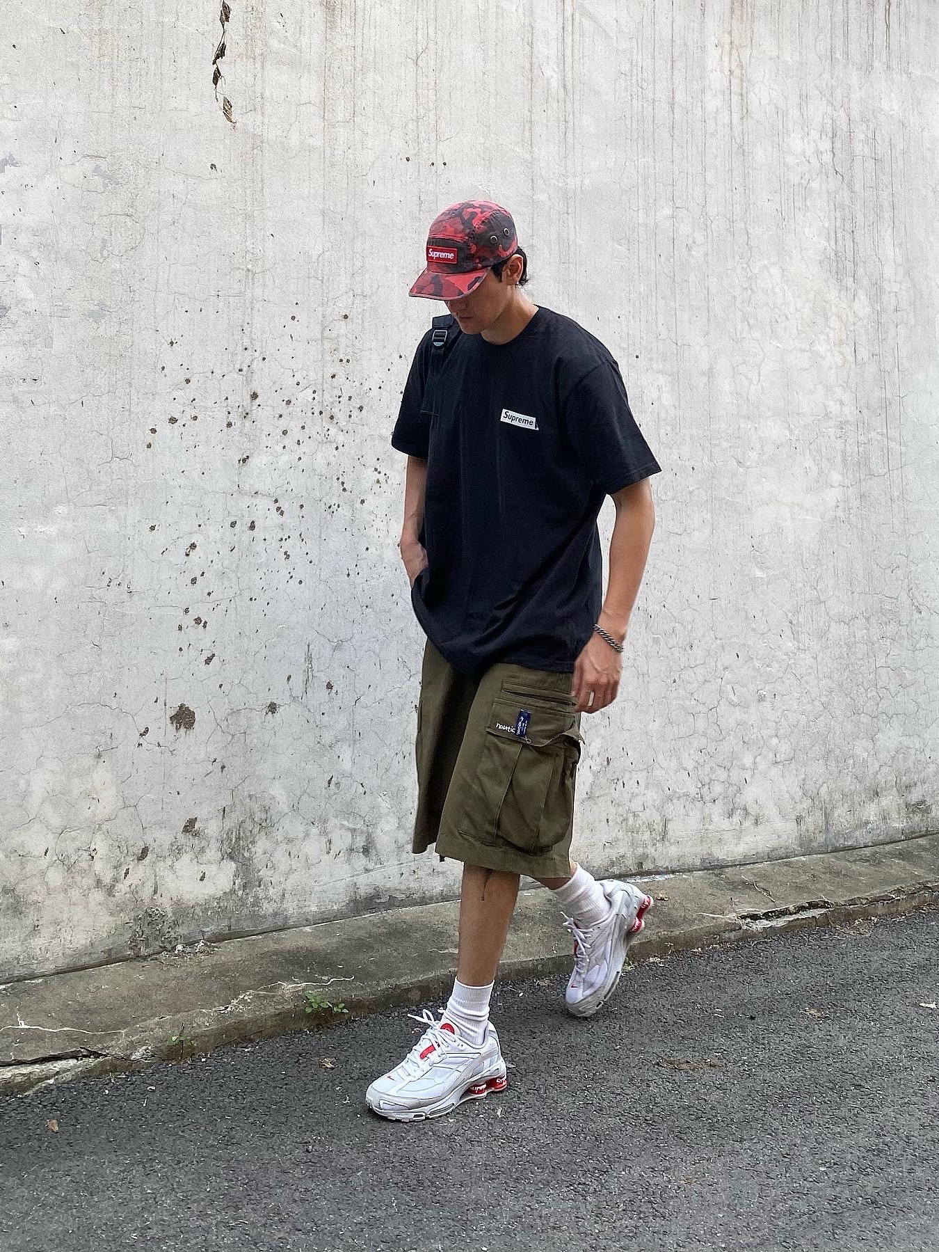 Supreme Military Camp Cap Red Camo - 23SS, Nike x Supreme Shox Ride 2 SP White 착용 스타일 - 1