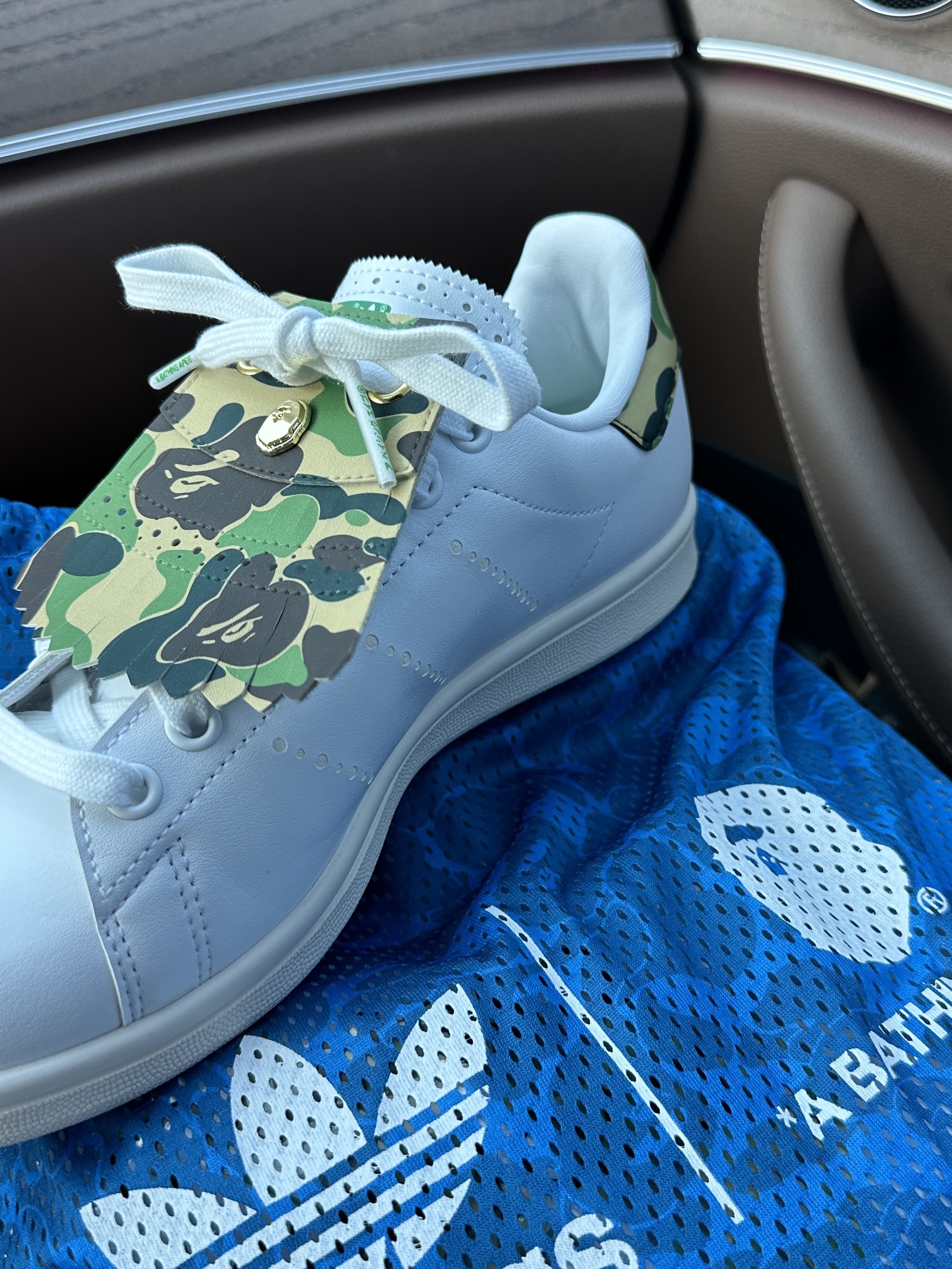 Adidas x BAPE Stan Smith Golf Cloud White Green 착용 스타일
