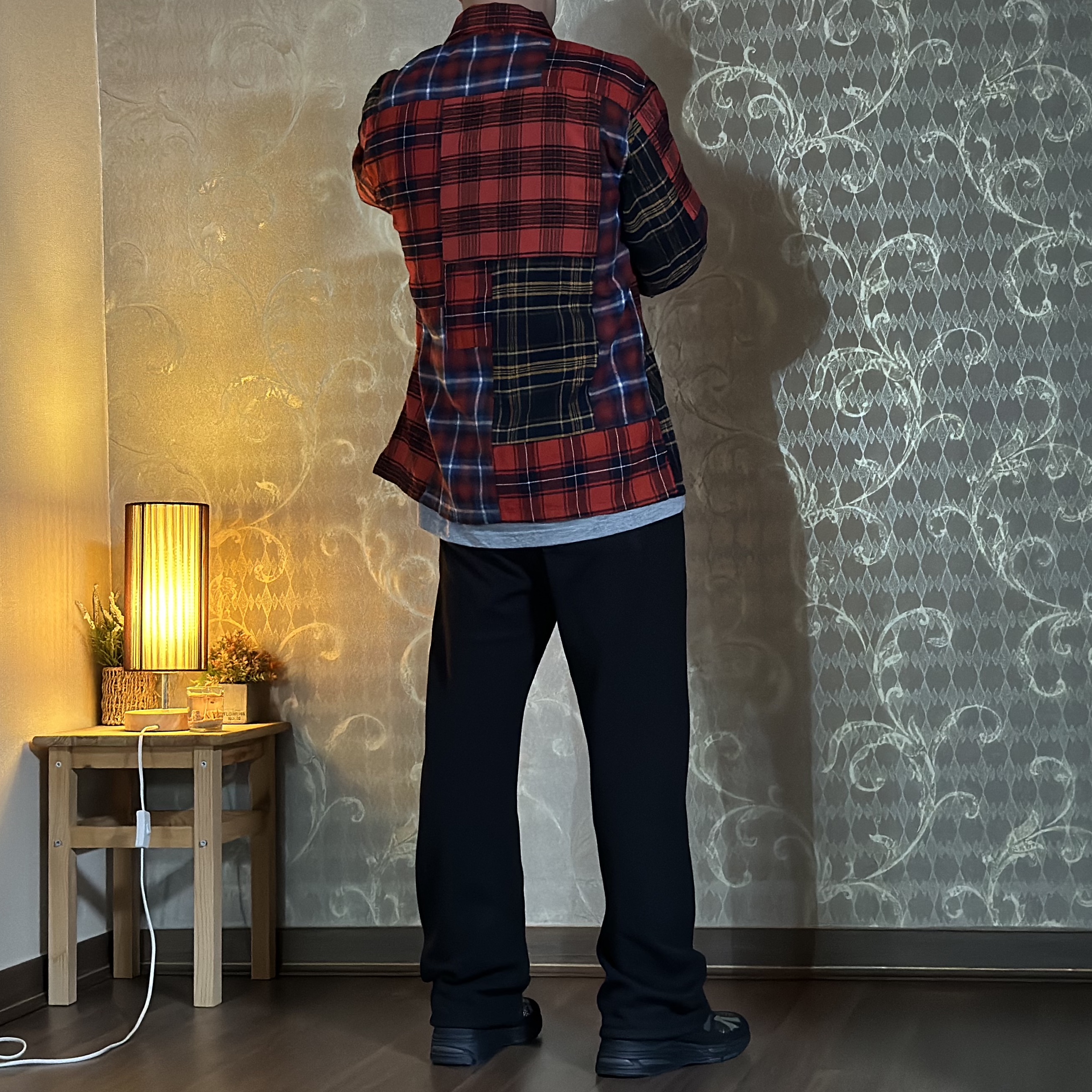 Human Made Crazy Check L/S Shirt Red 착용 스타일 - 1