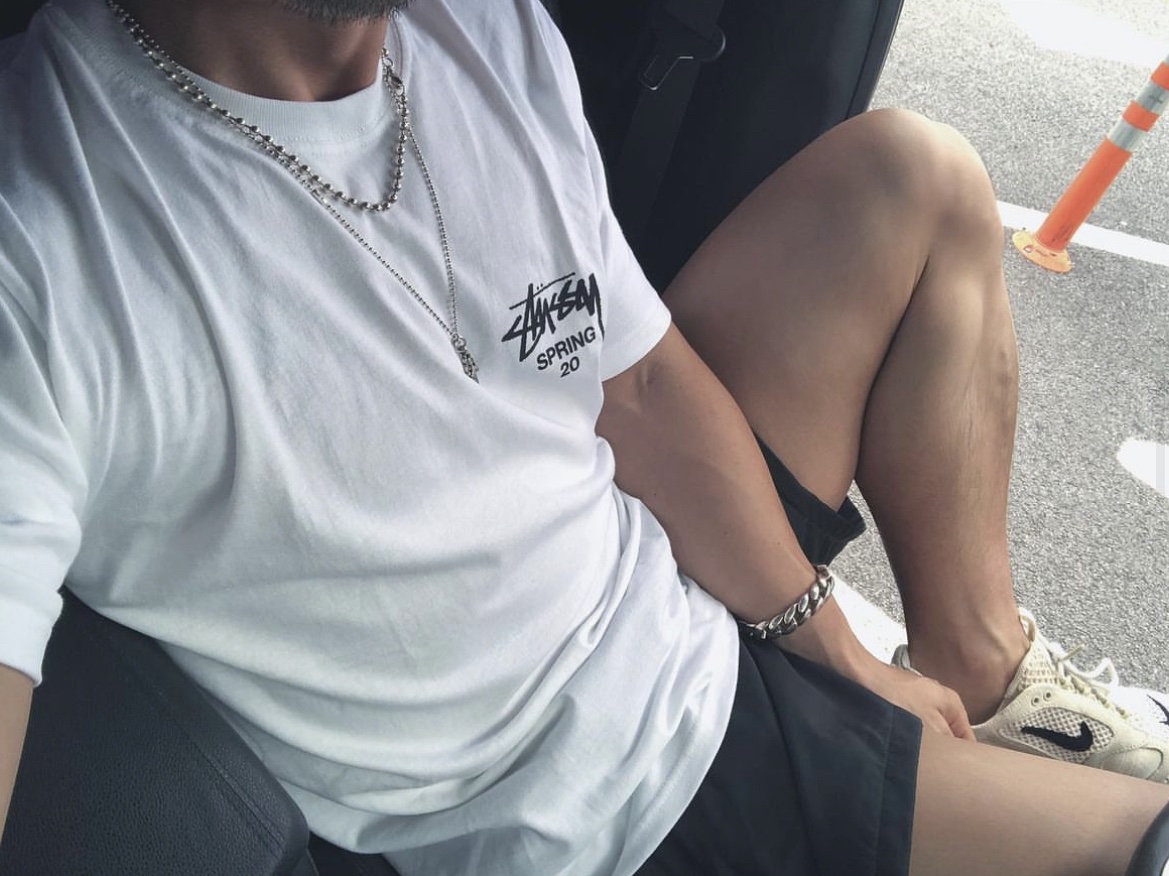 Stussy Bouquet T-Shirt White, Nike x Stussy NRG FL Storm-Fit Pants Black (DO7170-010) 착용 스타일