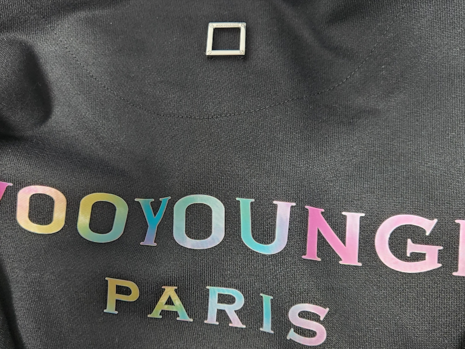 Wooyoungmi Cotton Lenticular Back Logo Sweatshirt Black - 23SS 착용 스타일
