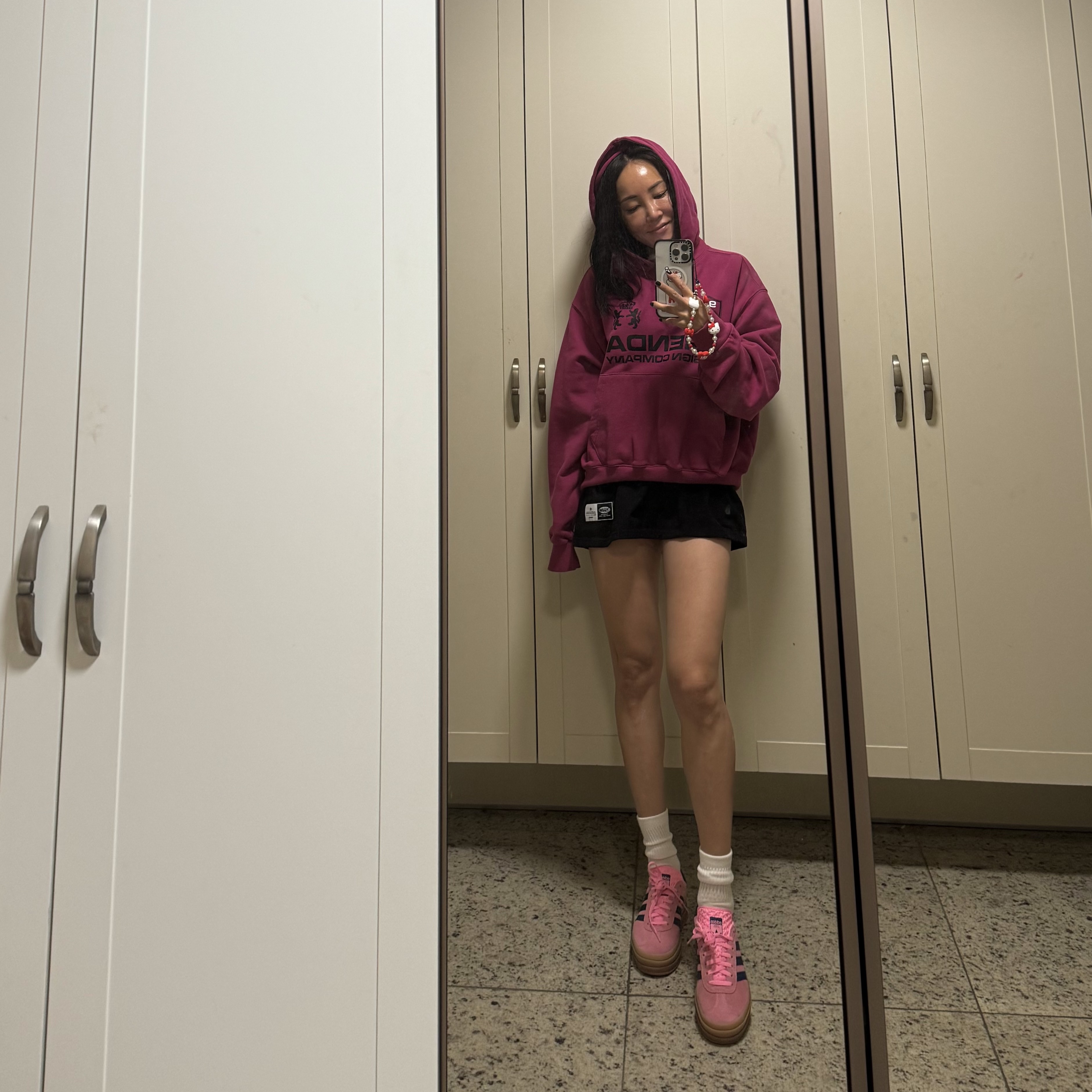(W) Adidas Gazelle Bold Pink Glow Victory Blue 착용 스타일