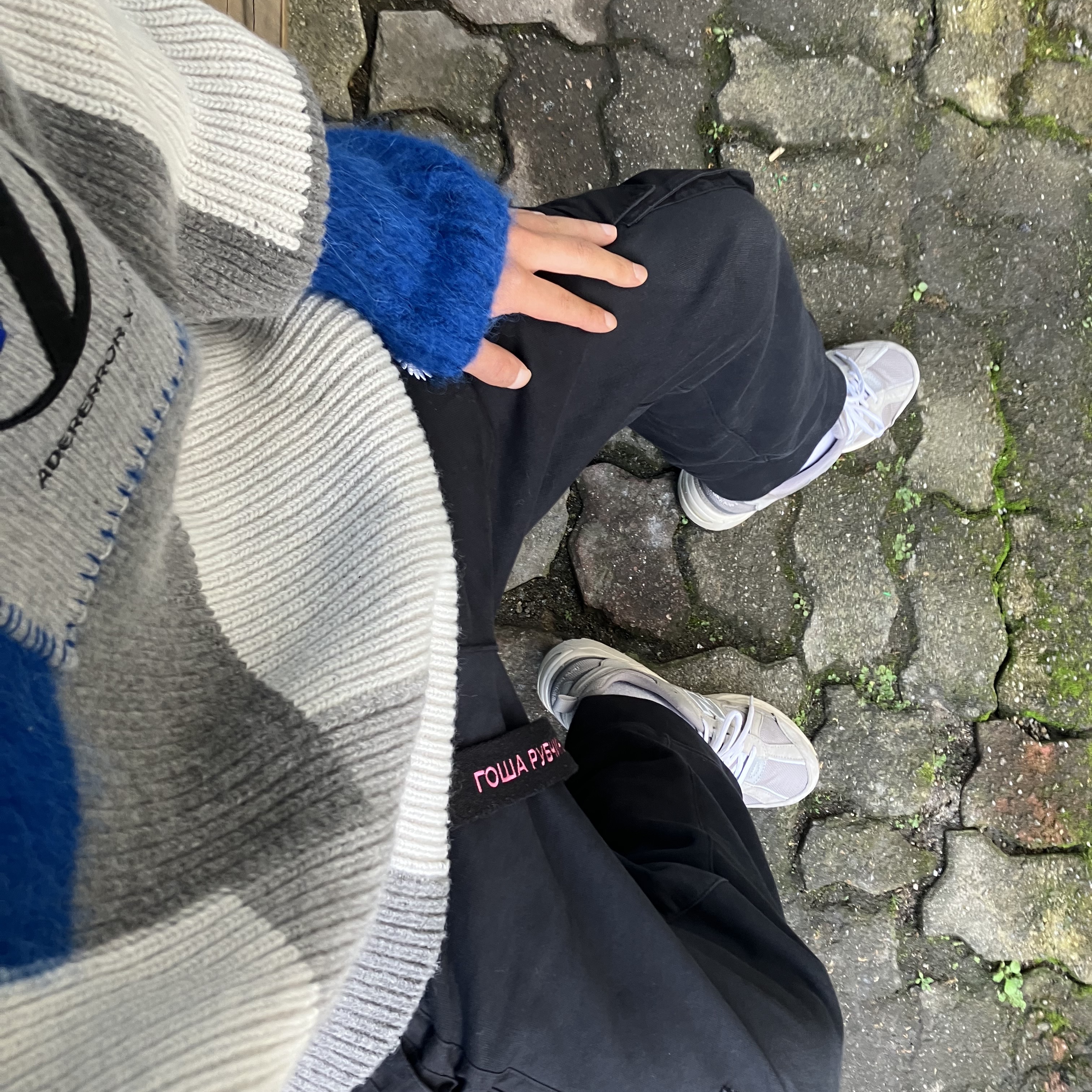Zara x Ader Error Patchwork Oversize Knit Sweater Multicolor 착용 스타일
