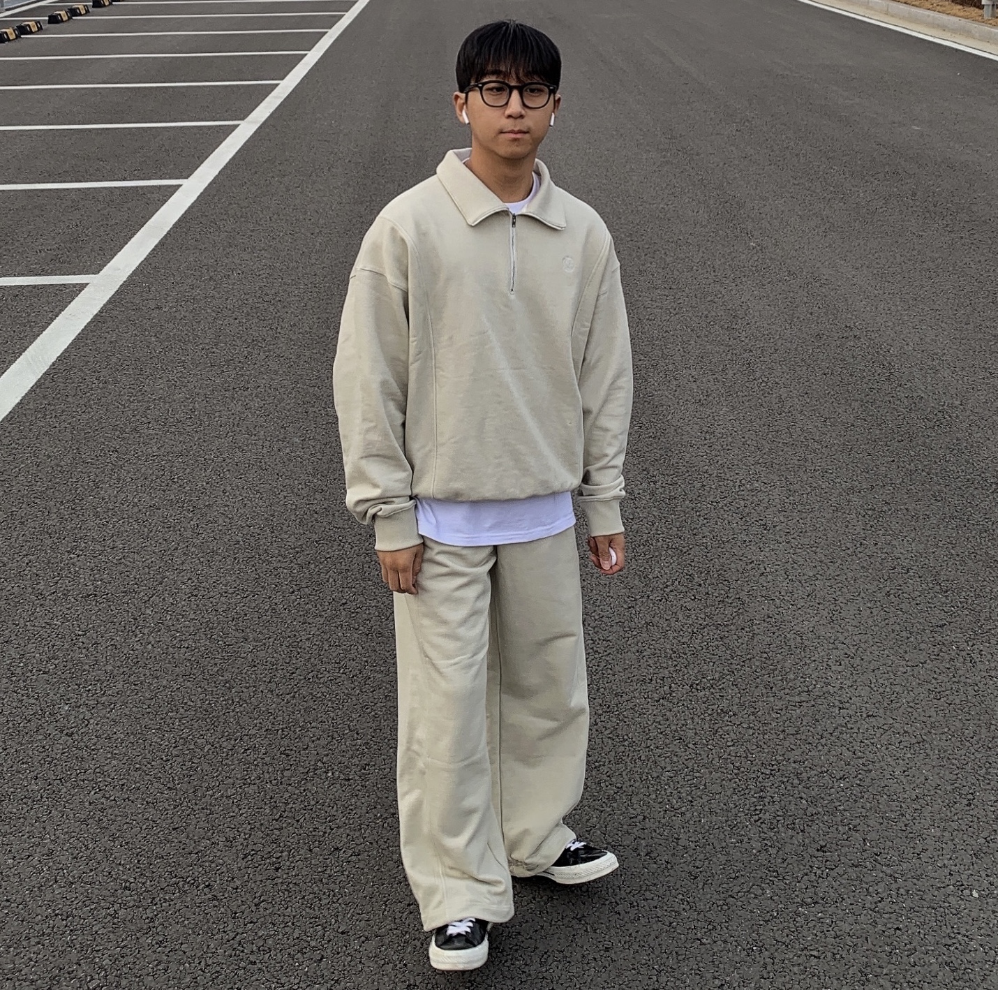 Converse One Star Ox Leather Black 착용 스타일 - 1