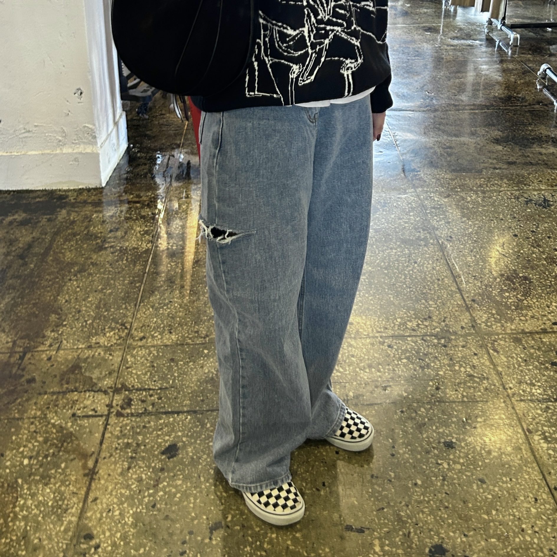 Vans Slip-On Checkerboard 착용 스타일 - 4