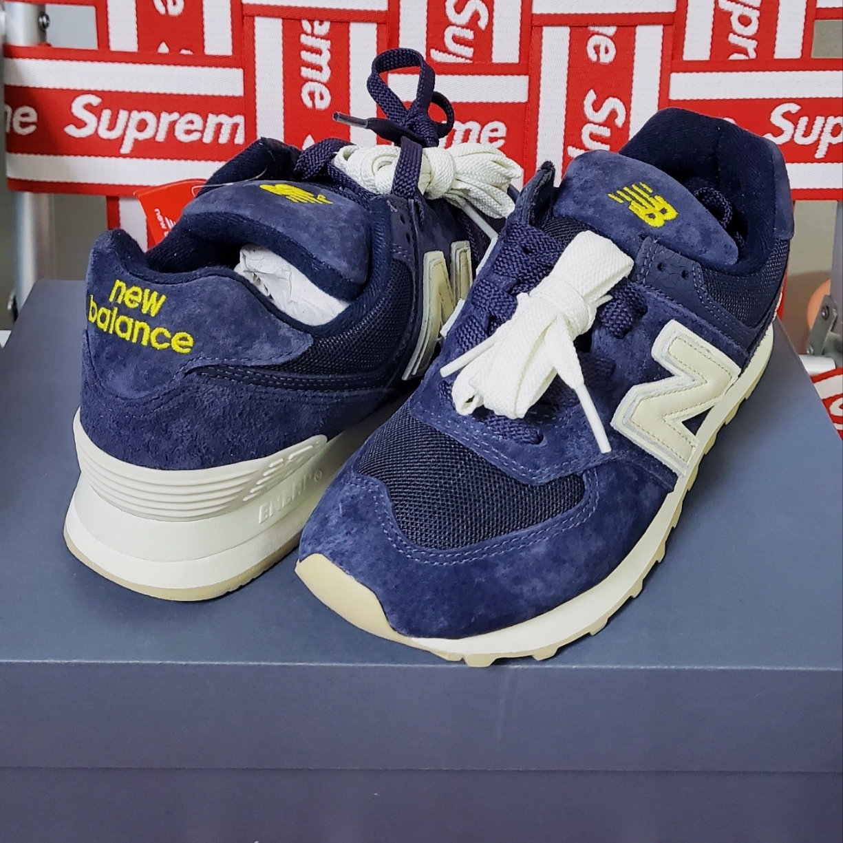 New Balance x Recto 574 Faded Navy Classic 착용 스타일