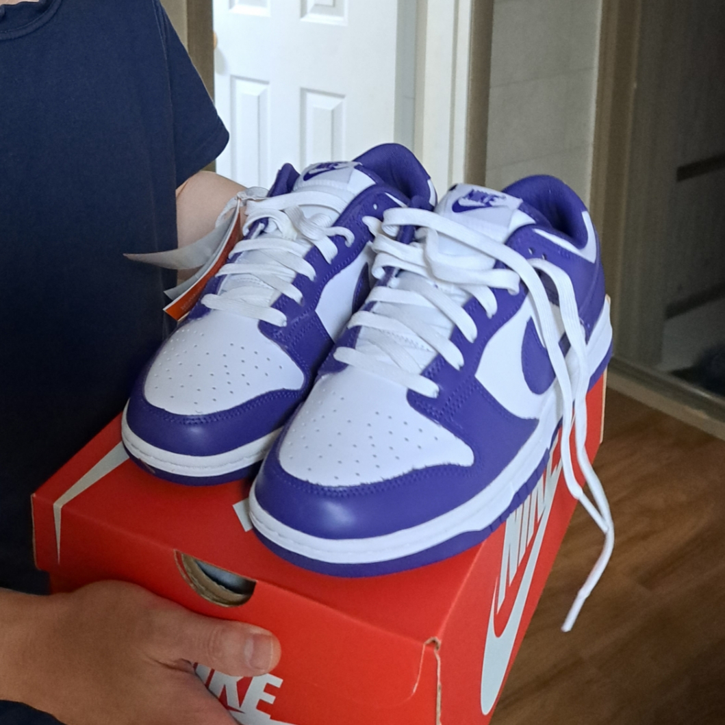 Nike Dunk Low Retro Championship Court Purple 착용 스타일 - 1
