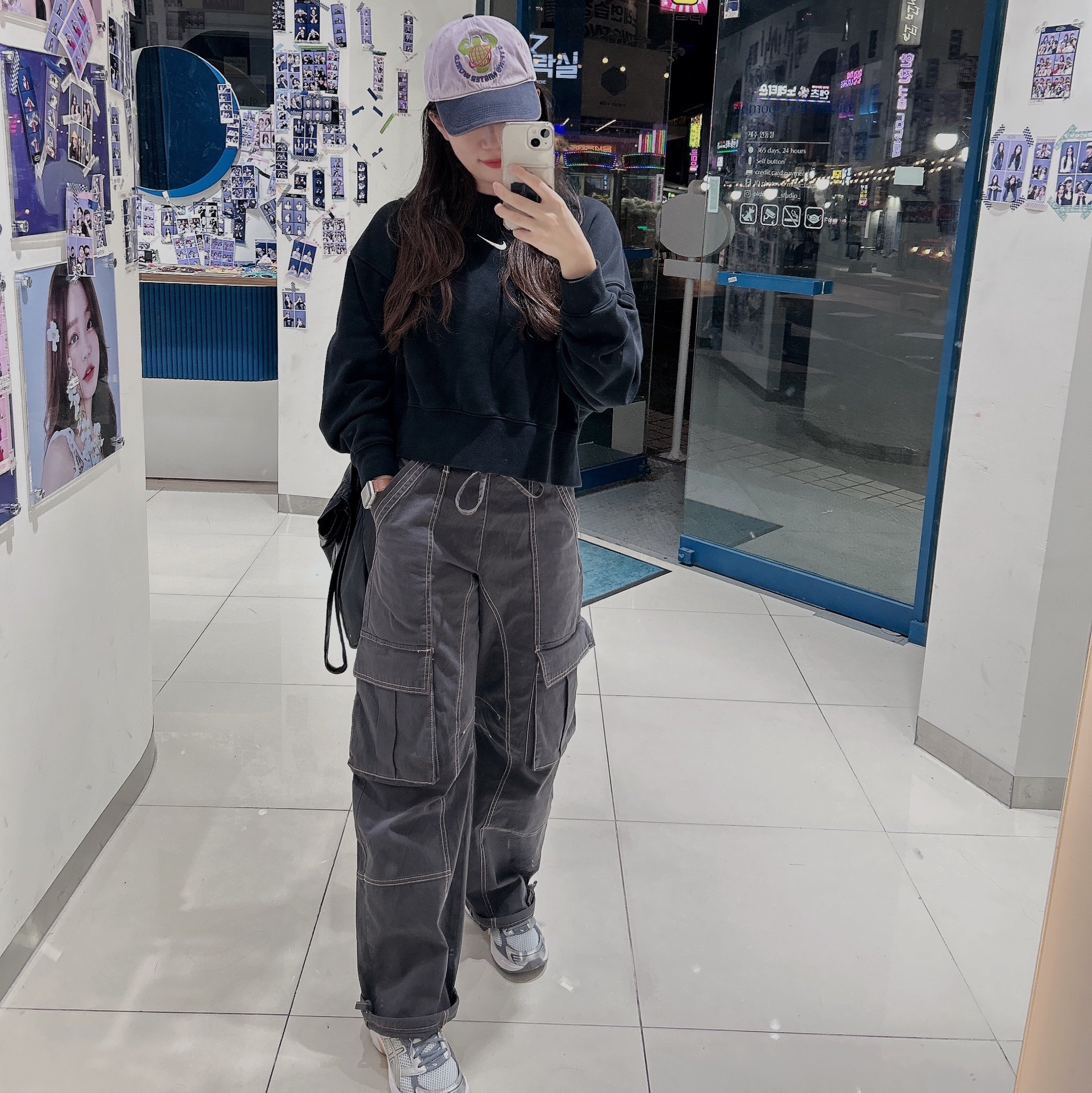 Typing Mistake Dusty Lavender Navy 80-90’s Vntg Cap  (1990’s Muscular Graphic Parody) 착용 스타일 - 1