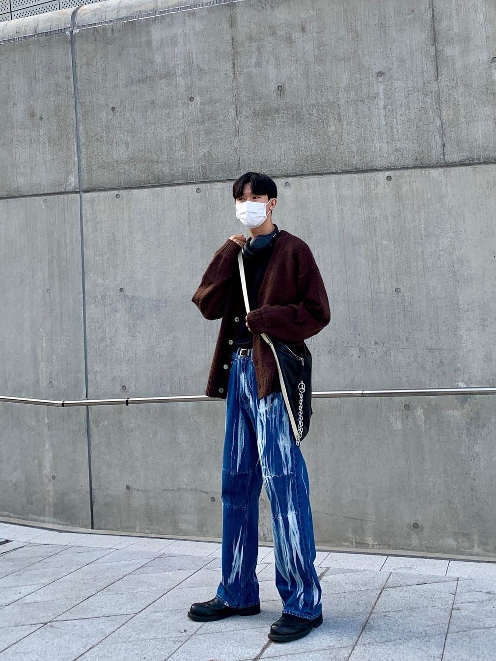 Millo Archive New Crown Mohair Cardigan Brown, Millo Archive New Crown Mohair Cardigan Gray 착용 스타일 - 2