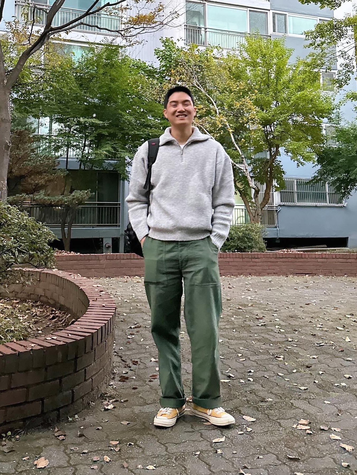 Orslow 5002 US Army Fatigue Pants Green 착용 스타일 - 1