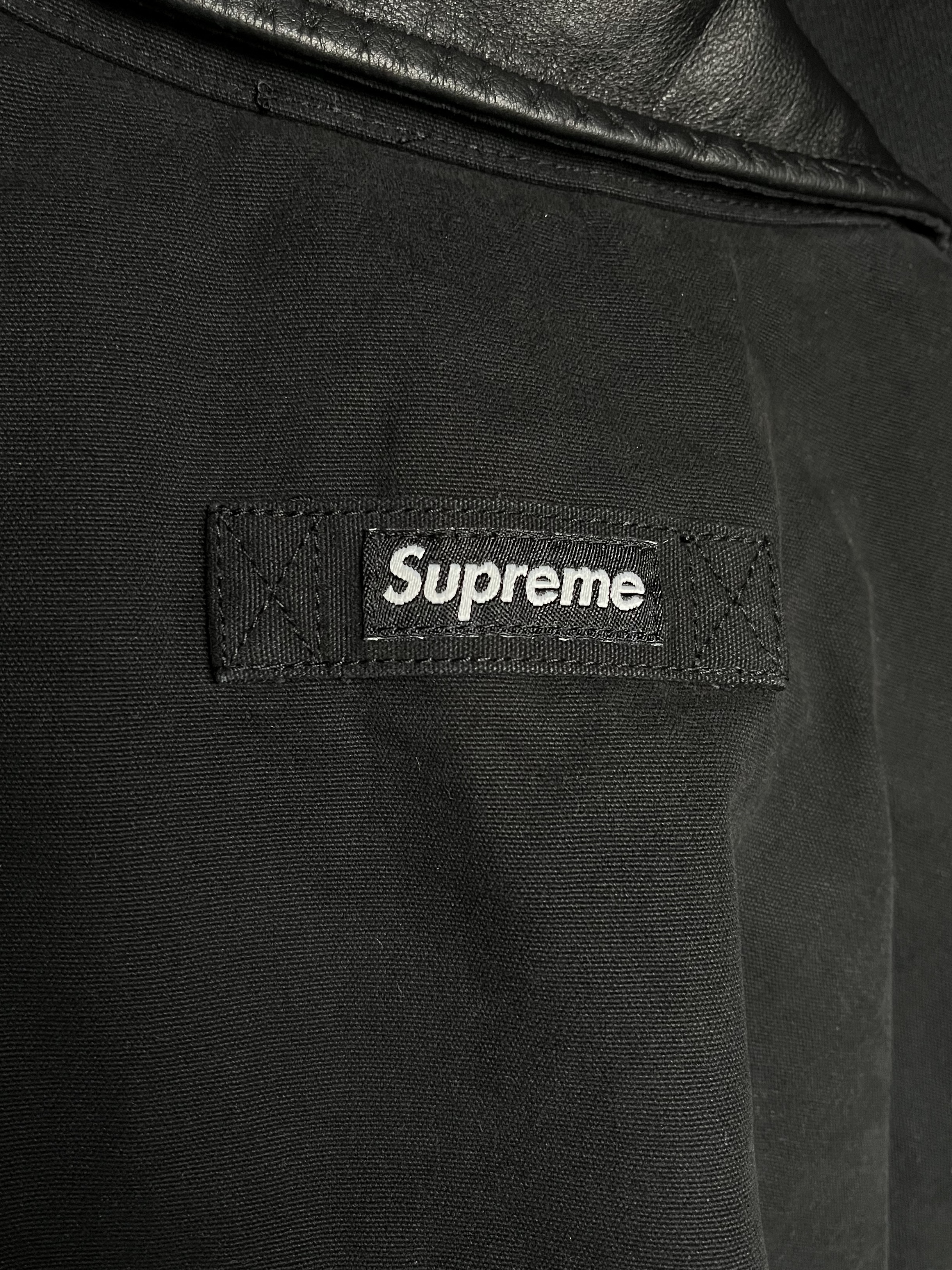 Supreme Leather Collar Utility Jacket Black - 23FW 착용 스타일 - 3
