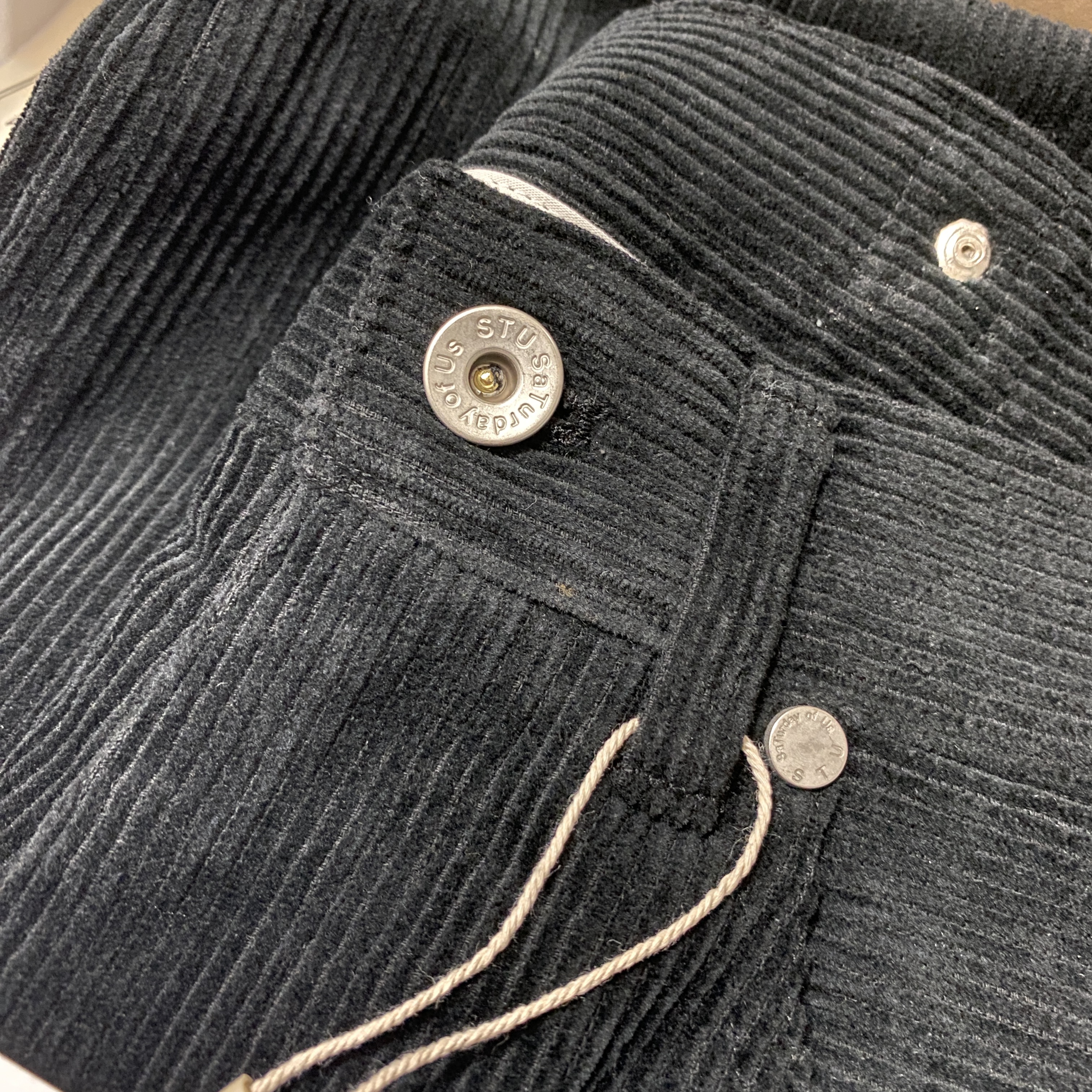 STU Women Flared Corduroy Pants Black 착용 스타일