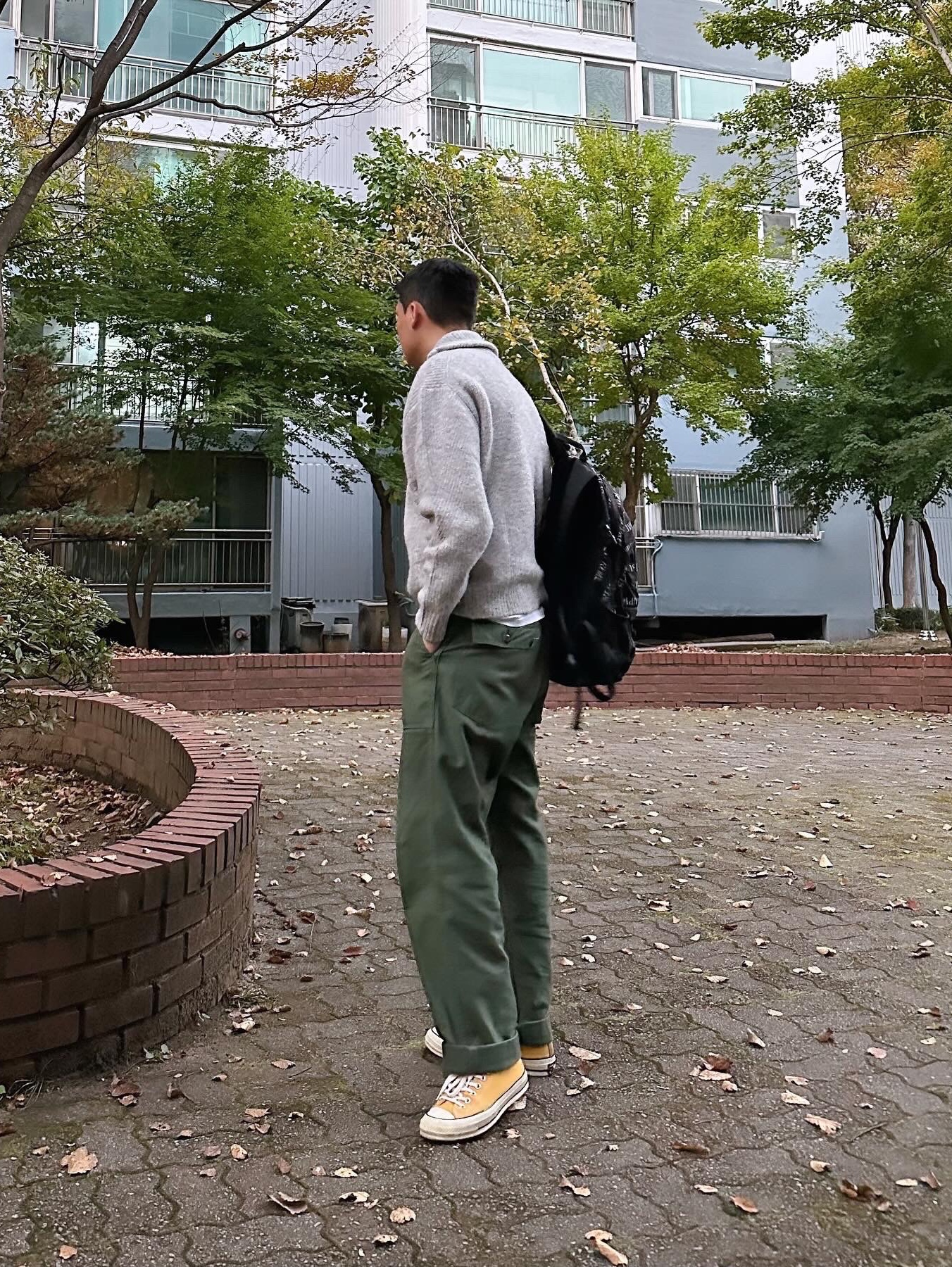 Orslow 5002 US Army Fatigue Pants Green 착용 스타일 - 4