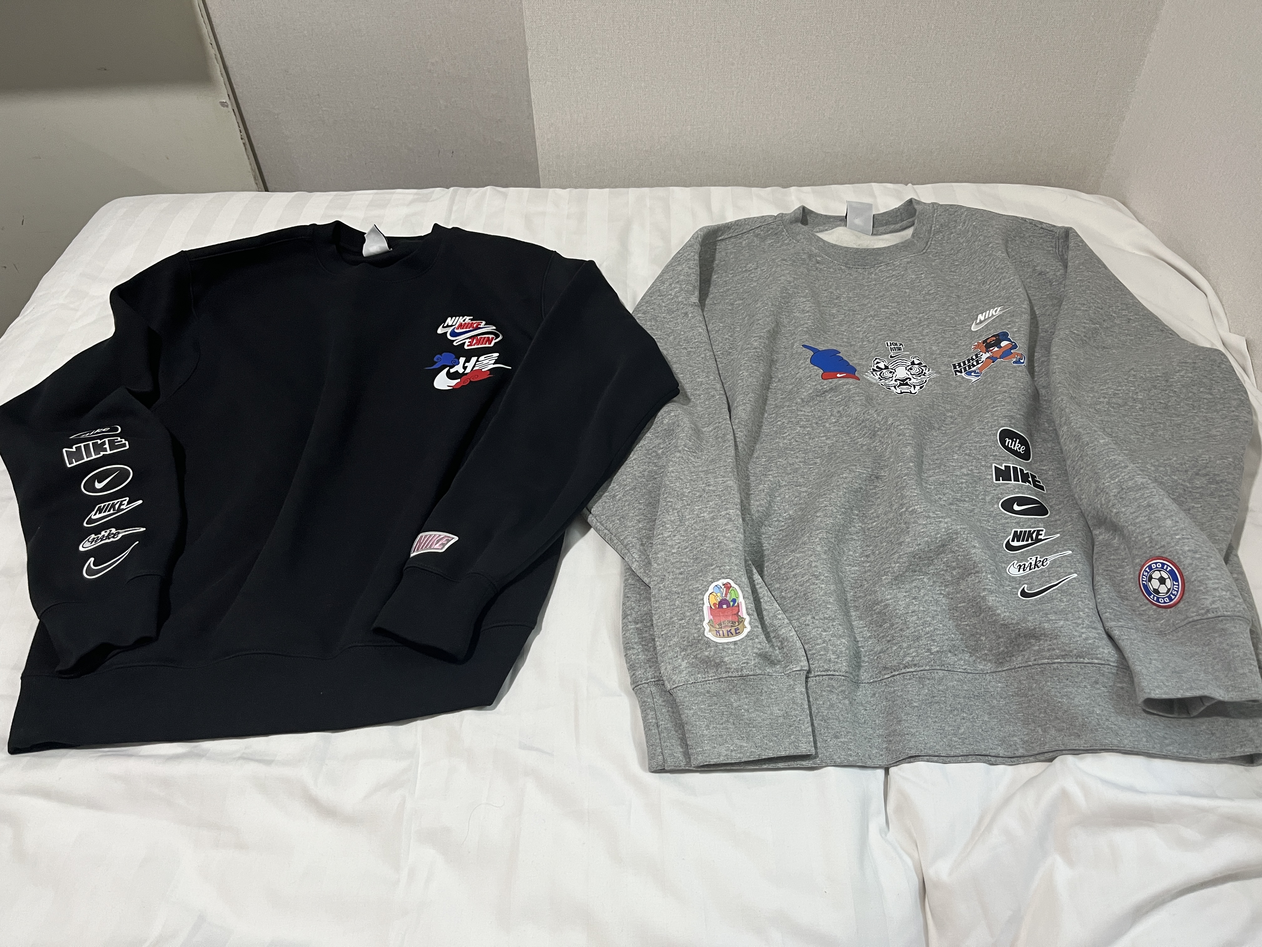 Nike NSW Club French Terry Crew Sweatshirt Black - Asia, Nike NSW Club Fleece Crew Sweatshirt Dark Grey Heather - Asia 착용 스타일 - 1