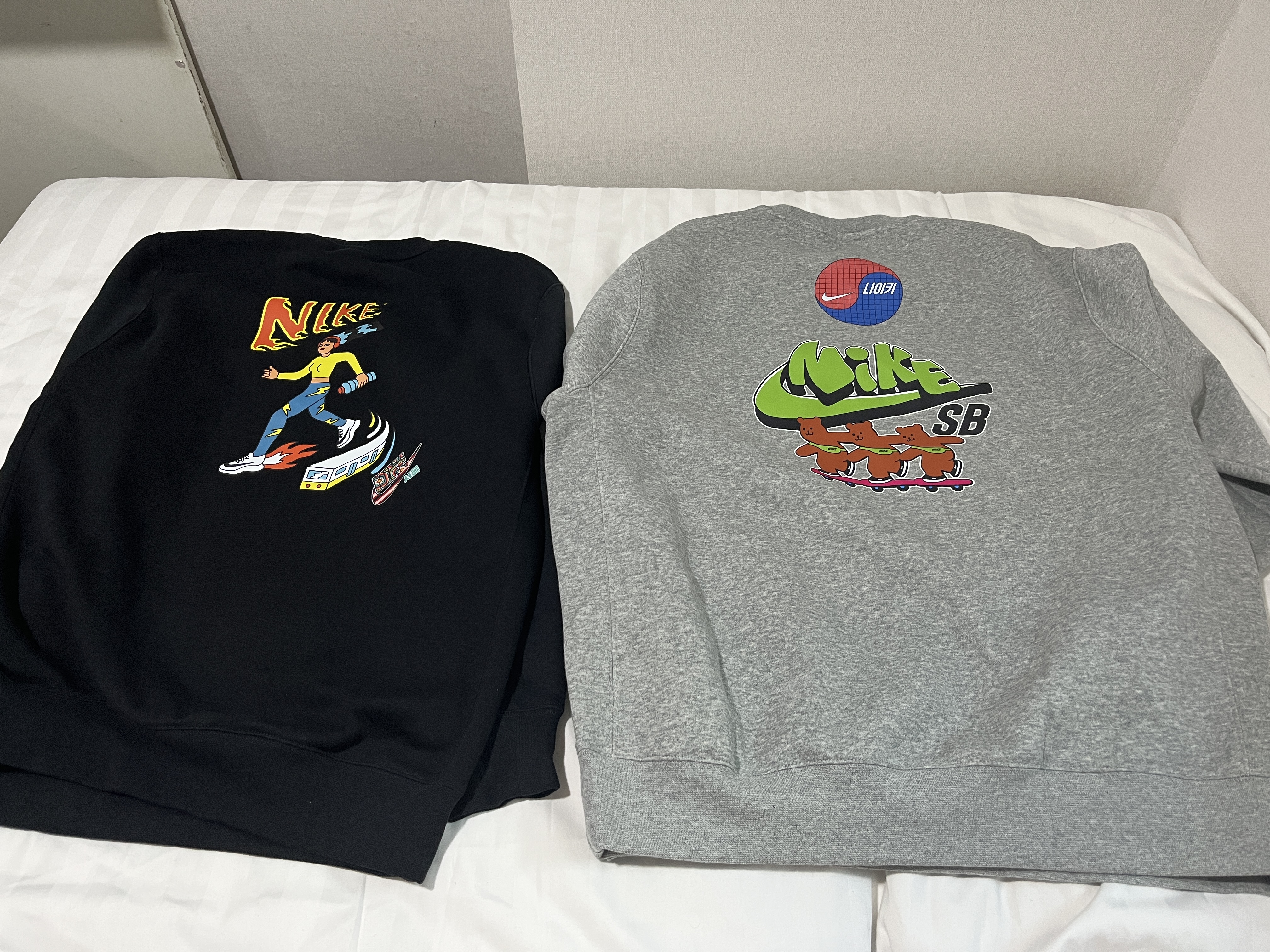 Nike NSW Club French Terry Crew Sweatshirt Black - Asia, Nike NSW Club Fleece Crew Sweatshirt Dark Grey Heather - Asia 착용 스타일 - 2