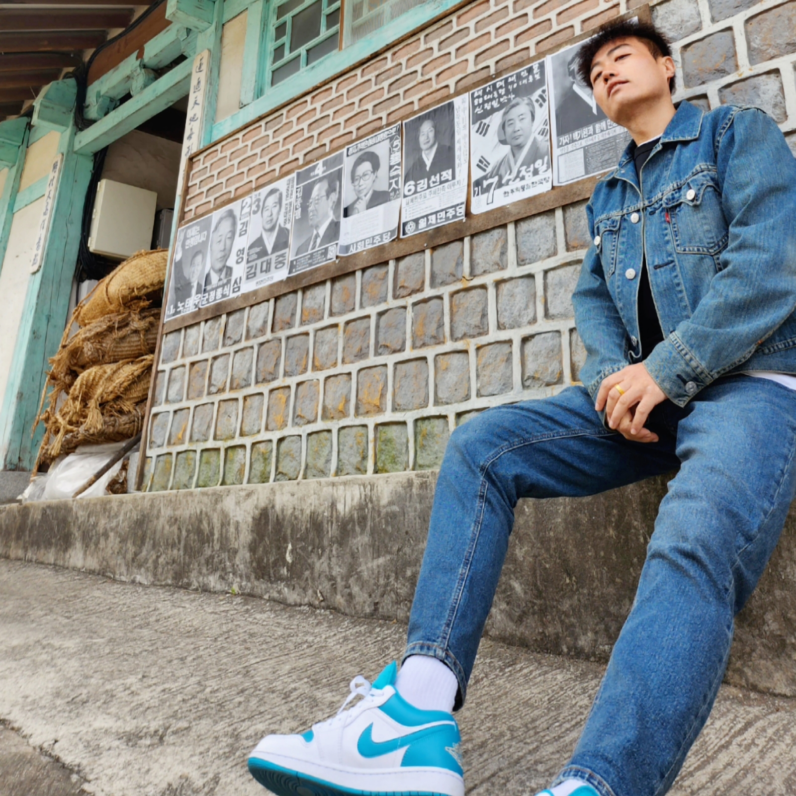 Jordan 1 Low White Aquatone 착용 스타일 - 3