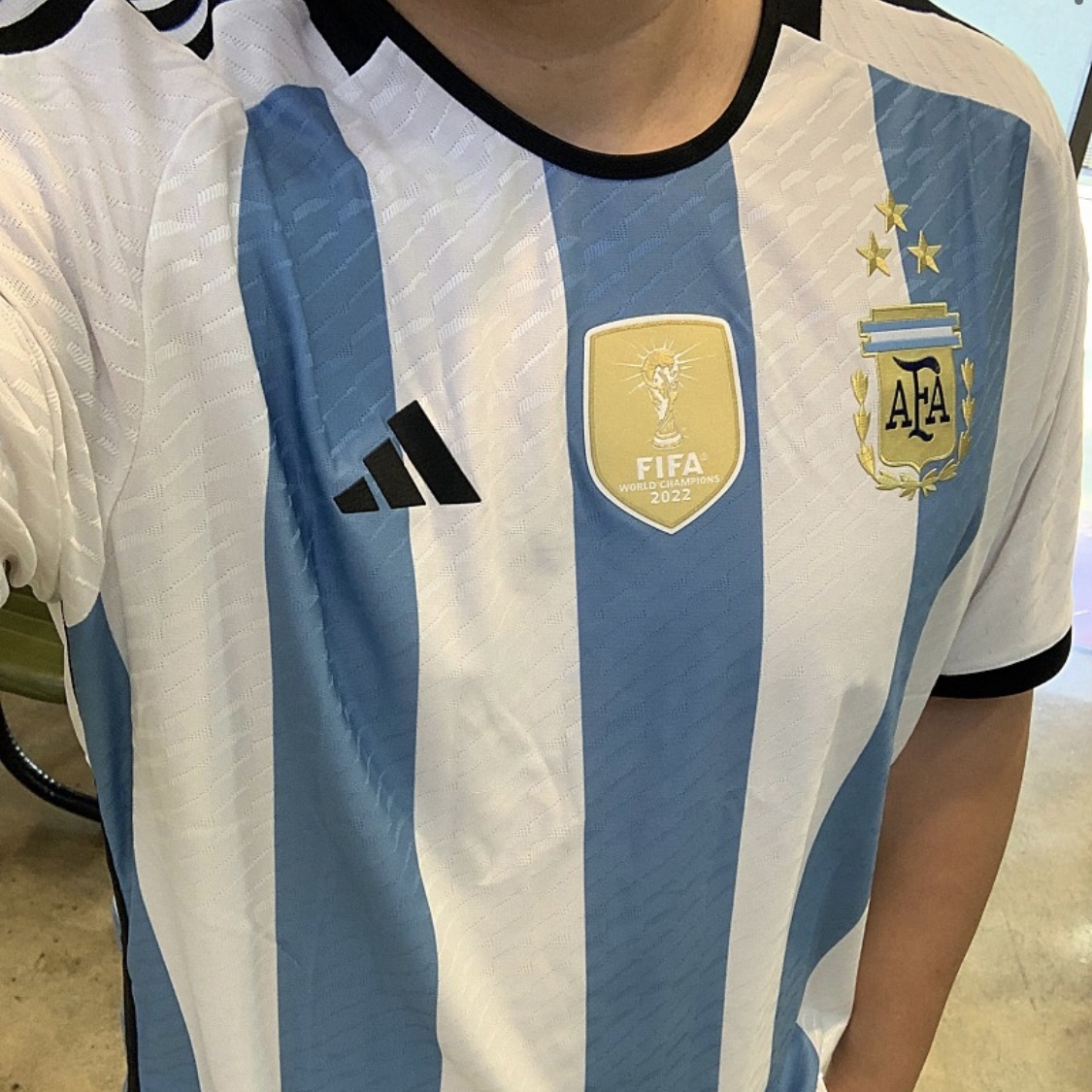 Adidas Argentina 2022 3 Star Home Authentic Jersey White Light Blue - KR Sizing (Non Marking Ver.) 착용 스타일
