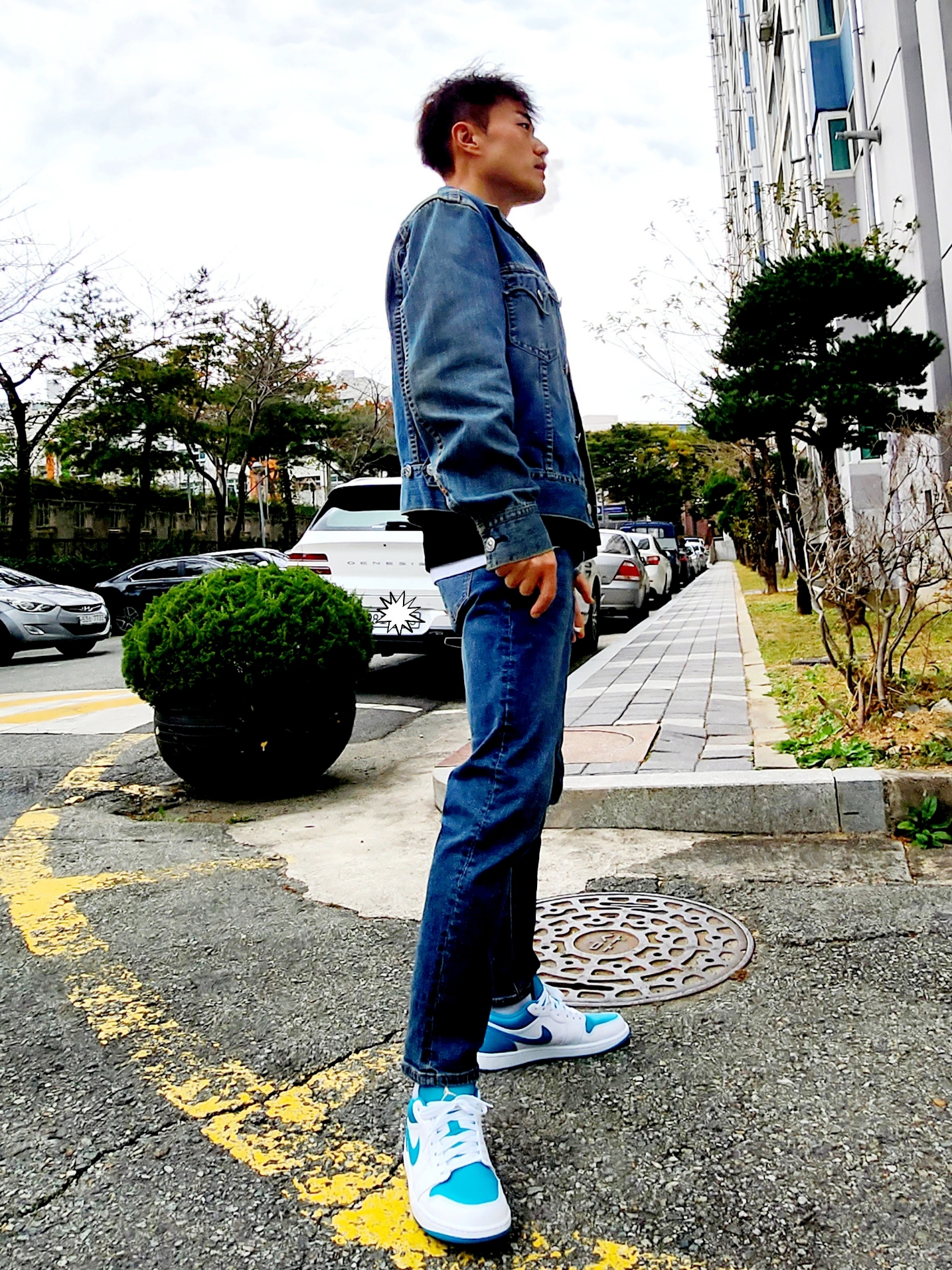 Jordan 1 Low White Aquatone 착용 스타일 - 3