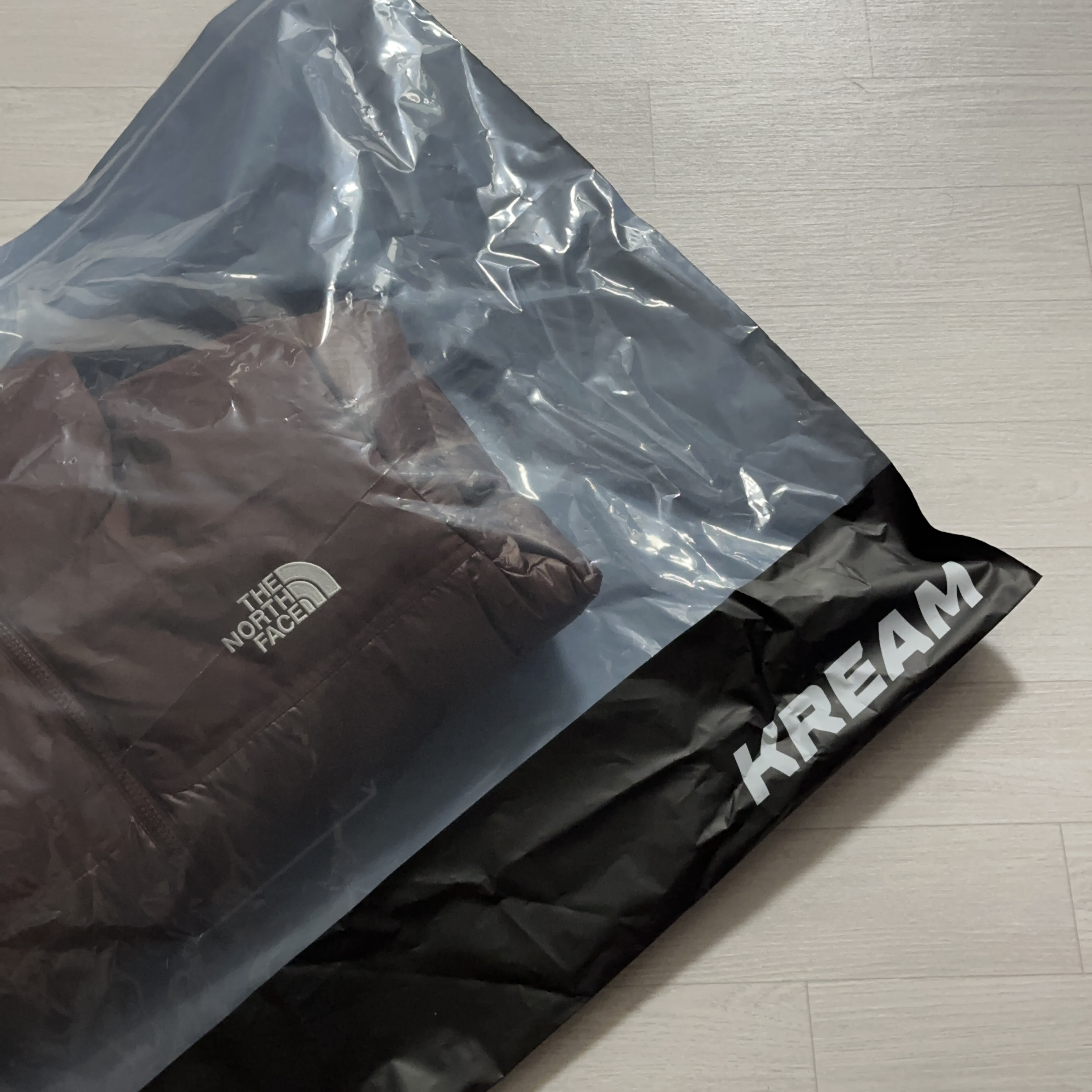 (W) The North Face White Label Novelty Nuptse Down Jacket Cocoa Brown 착용 스타일