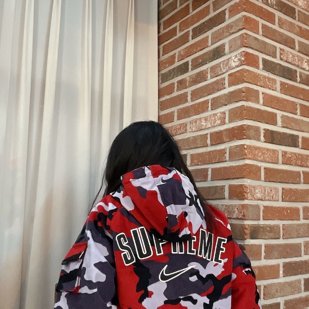 Supreme x Nike Arc Corduroy Hooded Jacket Red Camo - 22SS 착용 스타일
