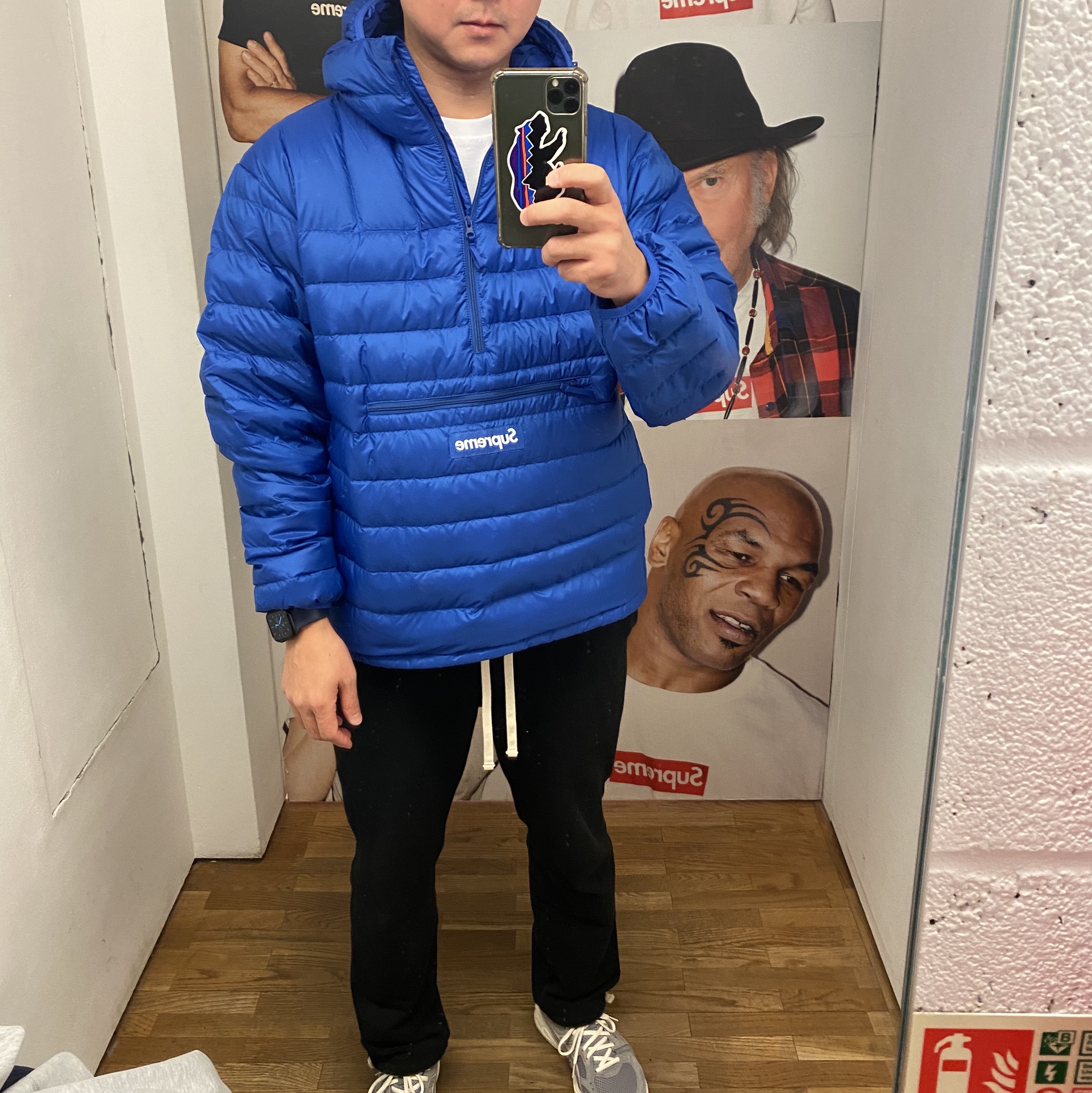 Supreme Micro Down Half Zip Hooded Pullover Royal - 23FW 착용 스타일 - 2