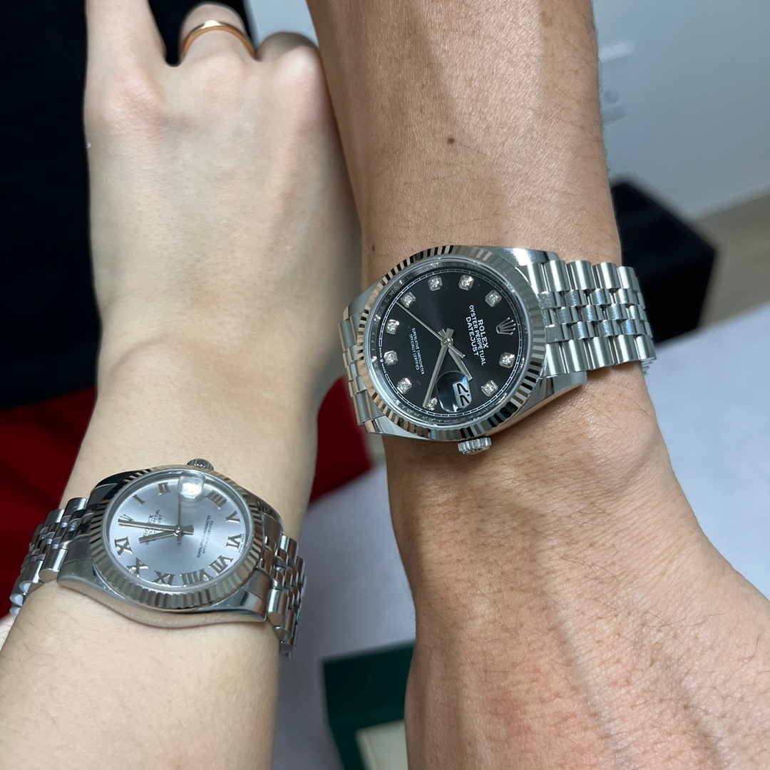 Rolex Datejust 36mm 126234 Bright Black Diamond-Set Jubilee 착용 스타일 - 2