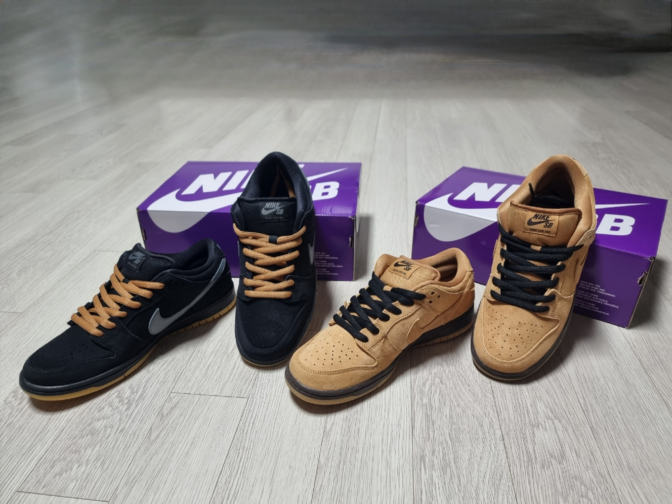 Nike SB Dunk Low Pro Wheat 2023, Nike SB Dunk Low Pro Black Cool Grey 착용 스타일